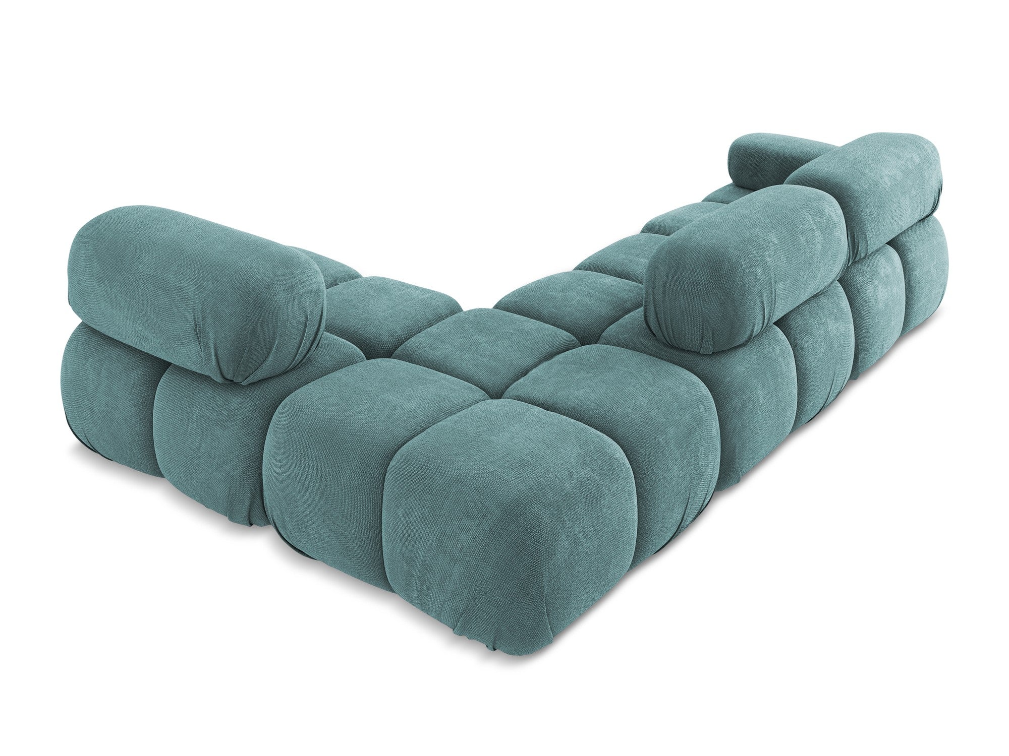 Rechtsseitige modulare Eckcouch LOKUA in jeansblauem Chenille