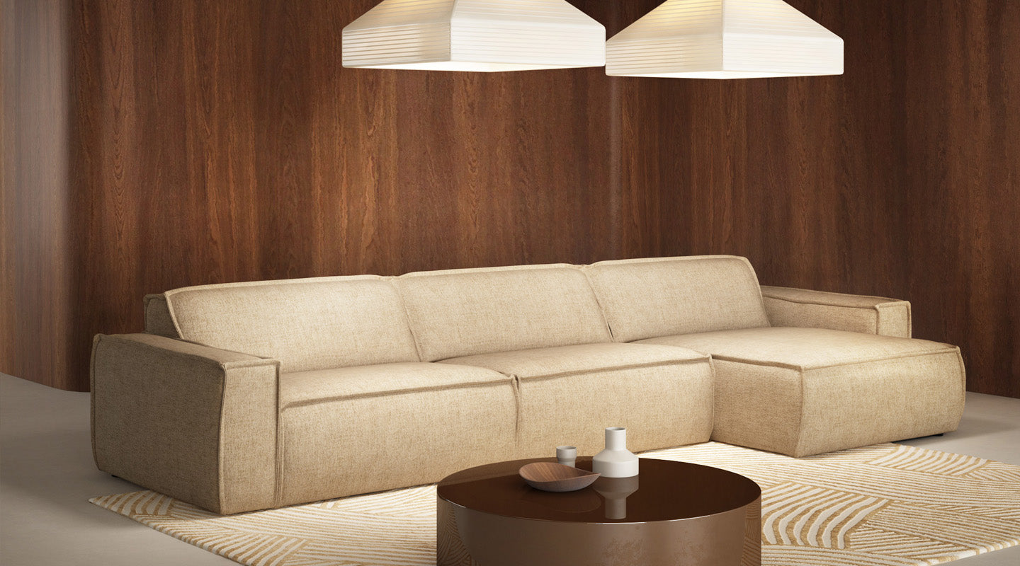 Modularer 6-Sitzer Ecksofa rechts LUMO gepolstert