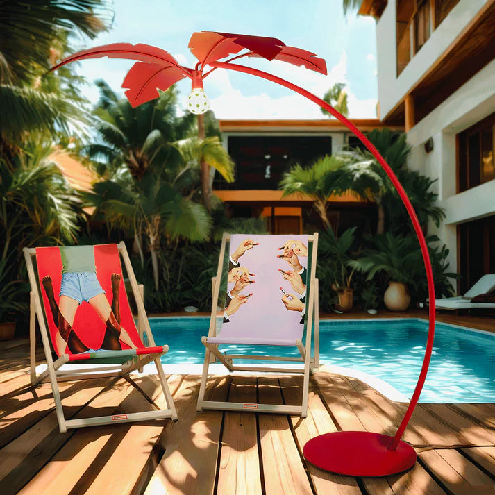 Stehlampe Bogen LA PALMA rot