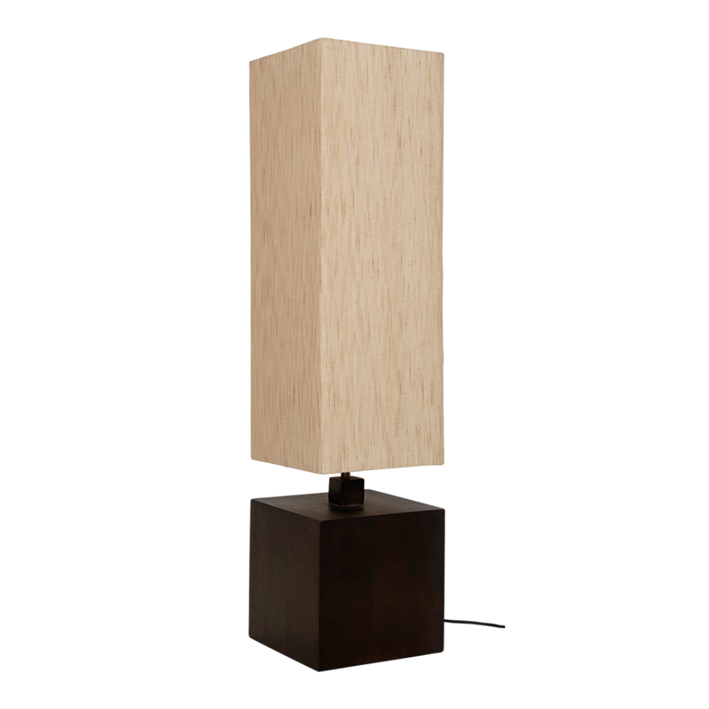 Vidar floor lamp mango wood with a beige lampshade