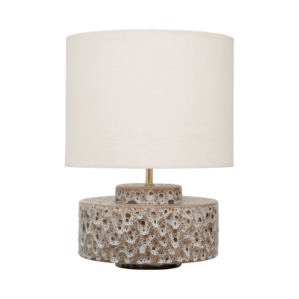 Tafellamp IVY bruine keramiek met katoenen kap