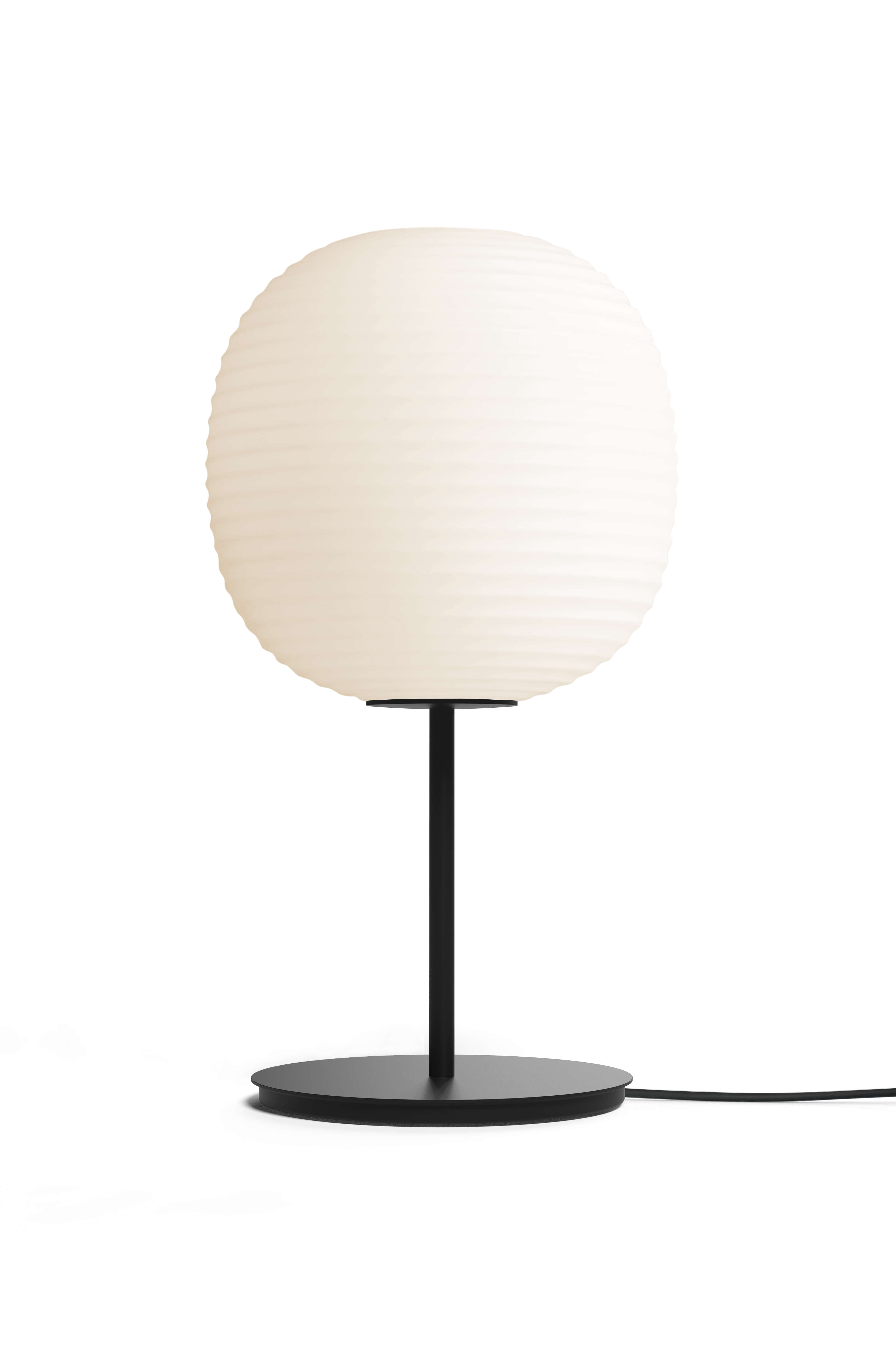 Lantern weiße Tischlampe mit einer schwarzen Basis