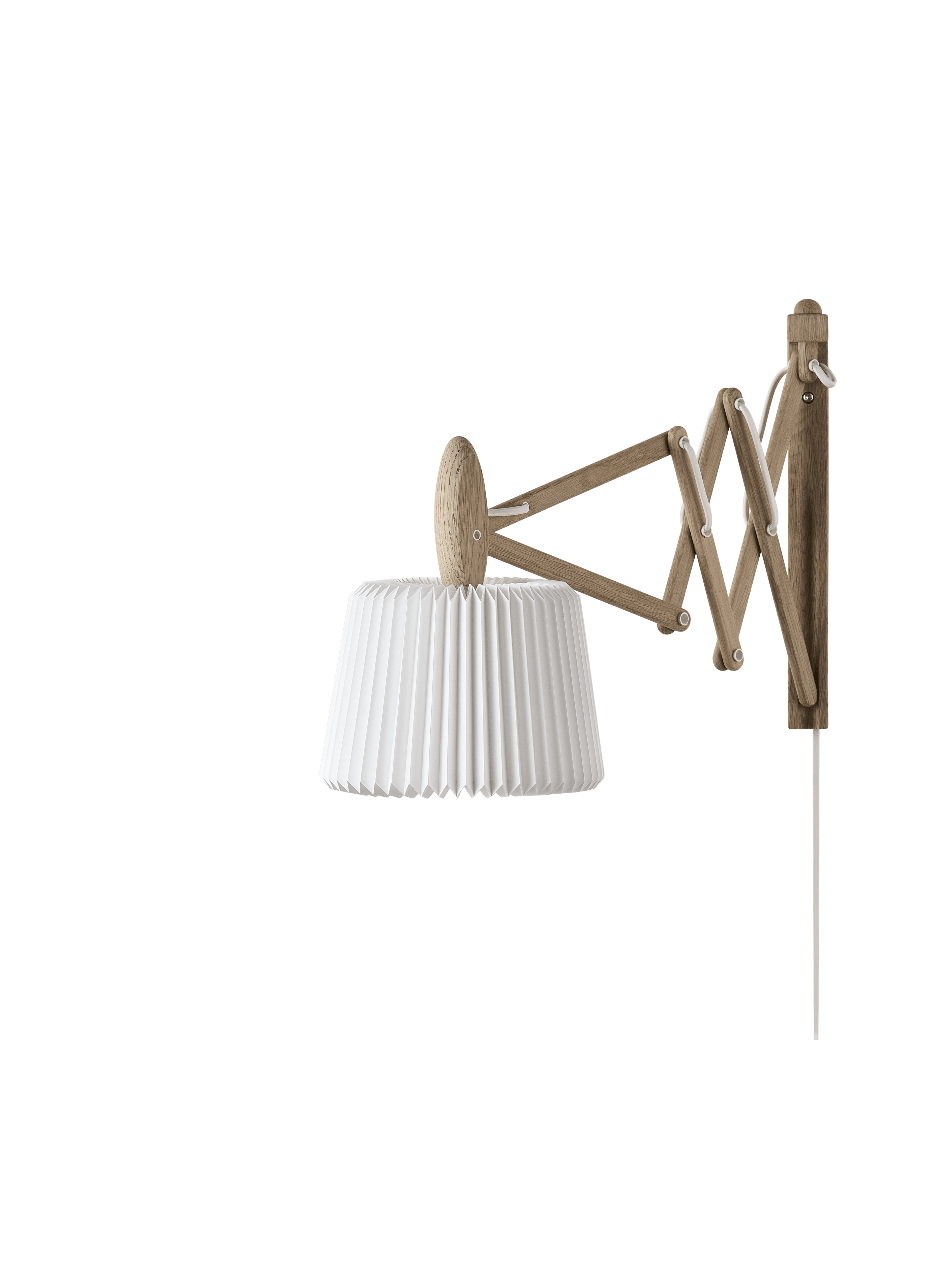 Wandlamp MODEL 223 120 SAX wit met een lichte eiken basis