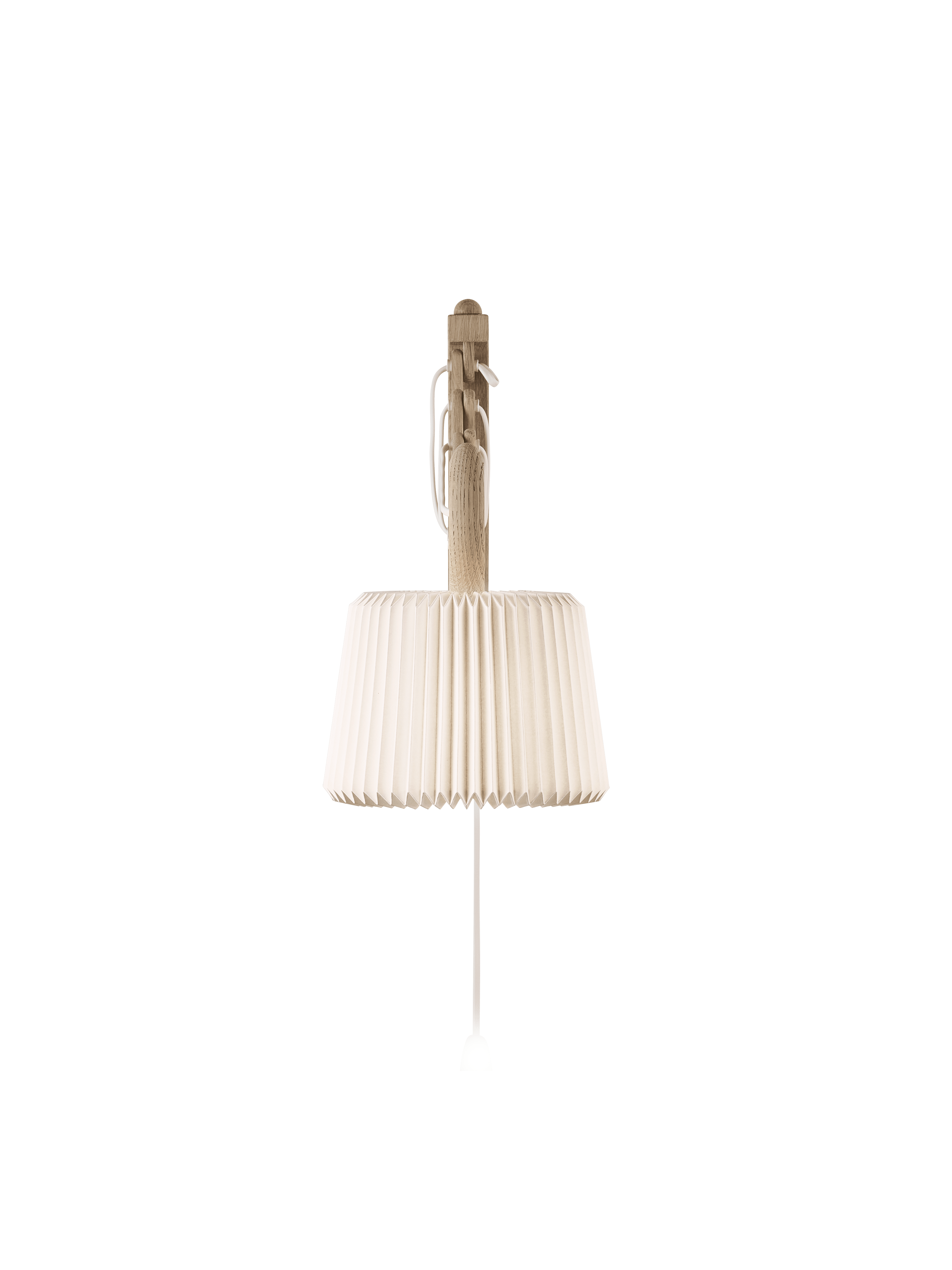 Wandlamp MODEL 223 120 SAX wit met een lichte eiken basis