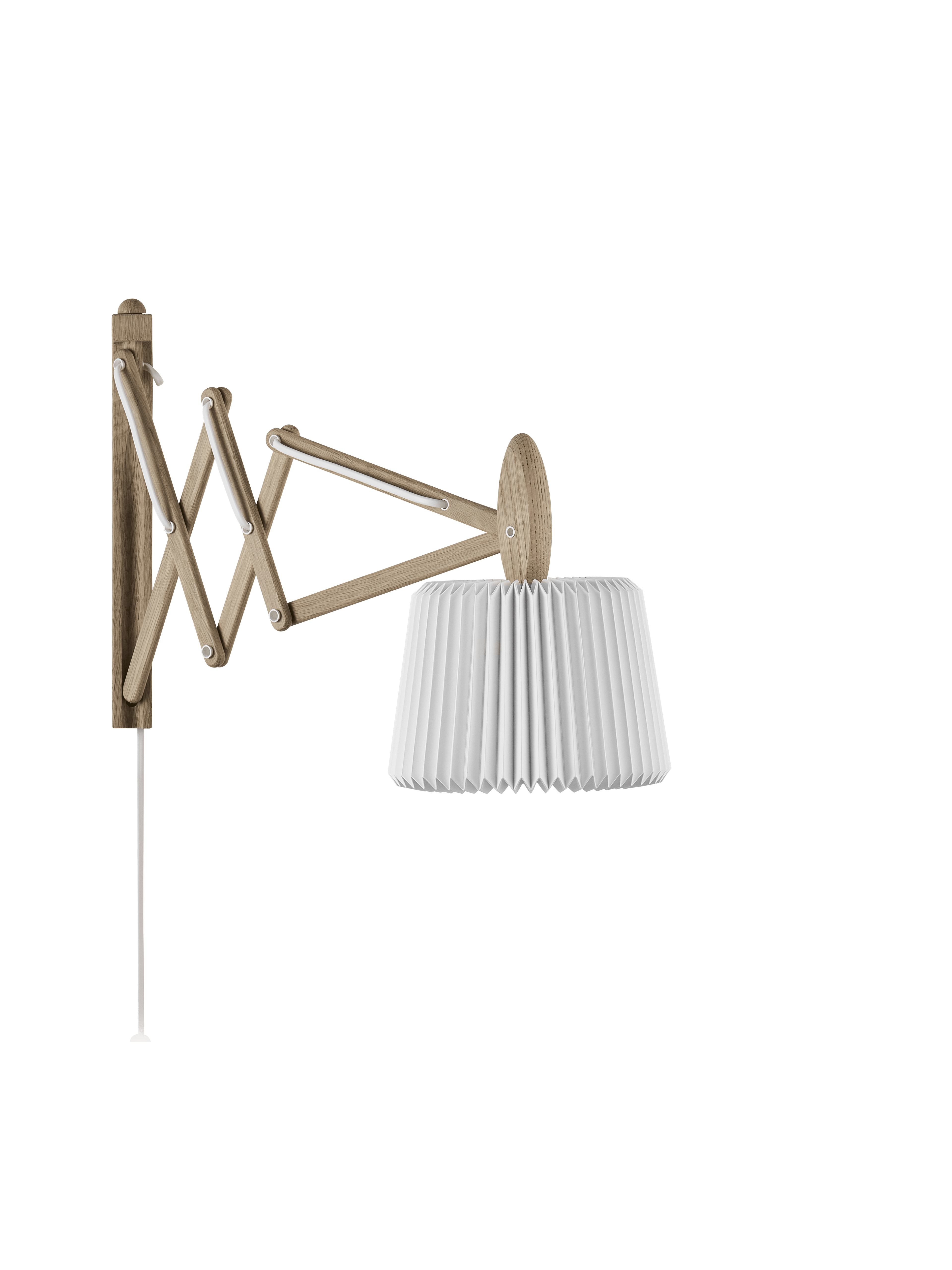 Wandlamp MODEL 223 120 SAX wit met een lichte eiken basis