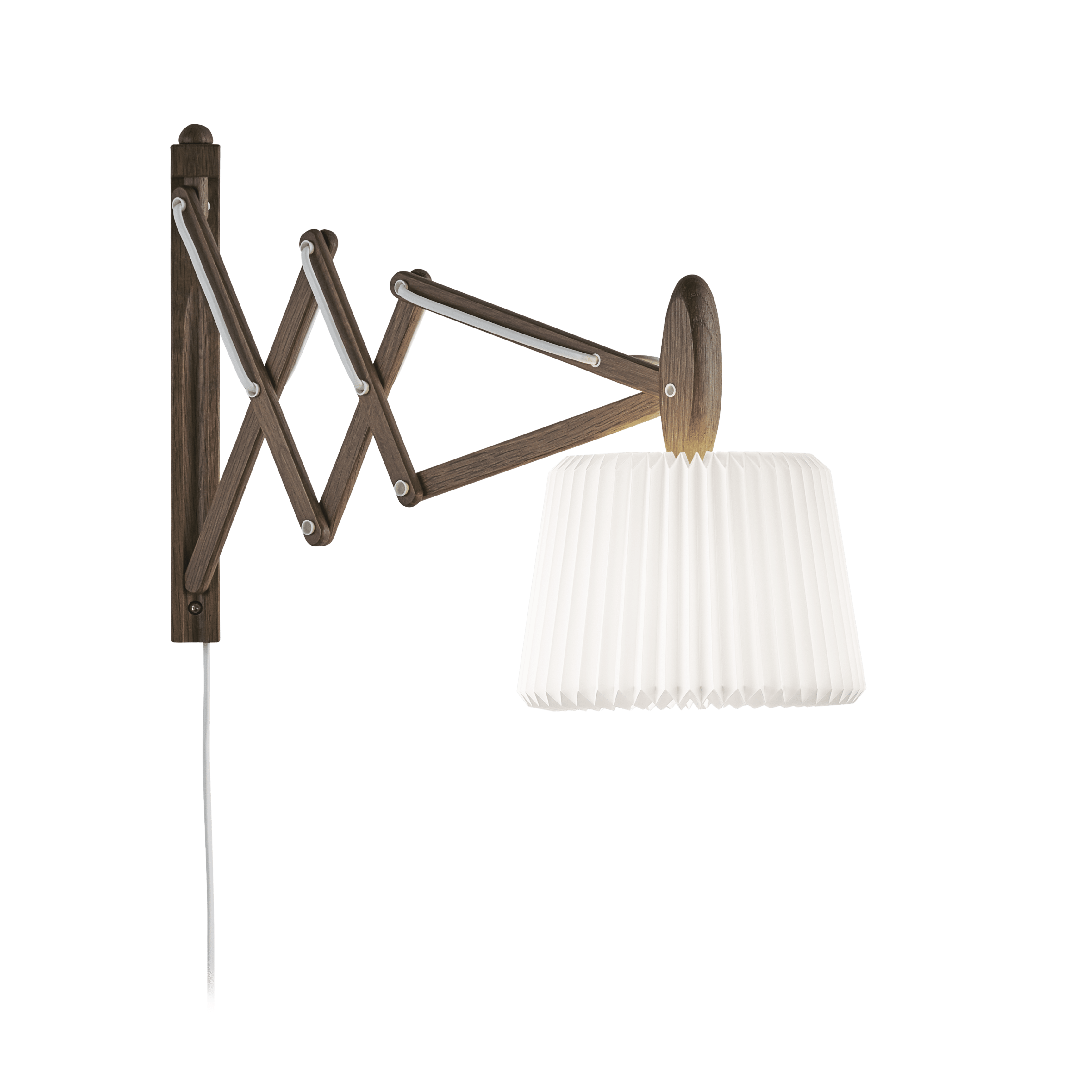 Wandlamp MODEL 223 120 SAX wit met een donkere eiken basis