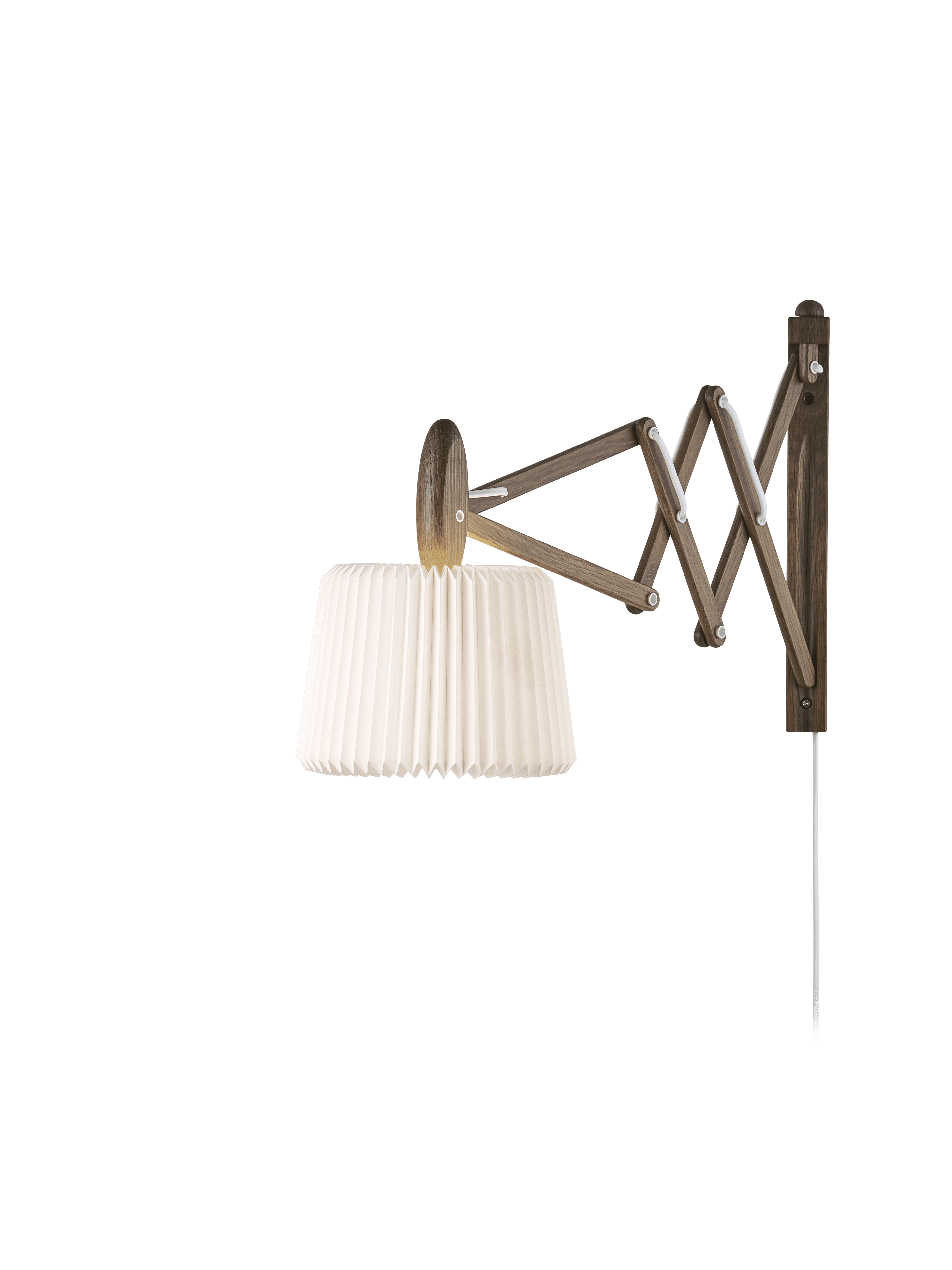 Wandlamp MODEL 223 120 SAX wit met een donkere eiken basis