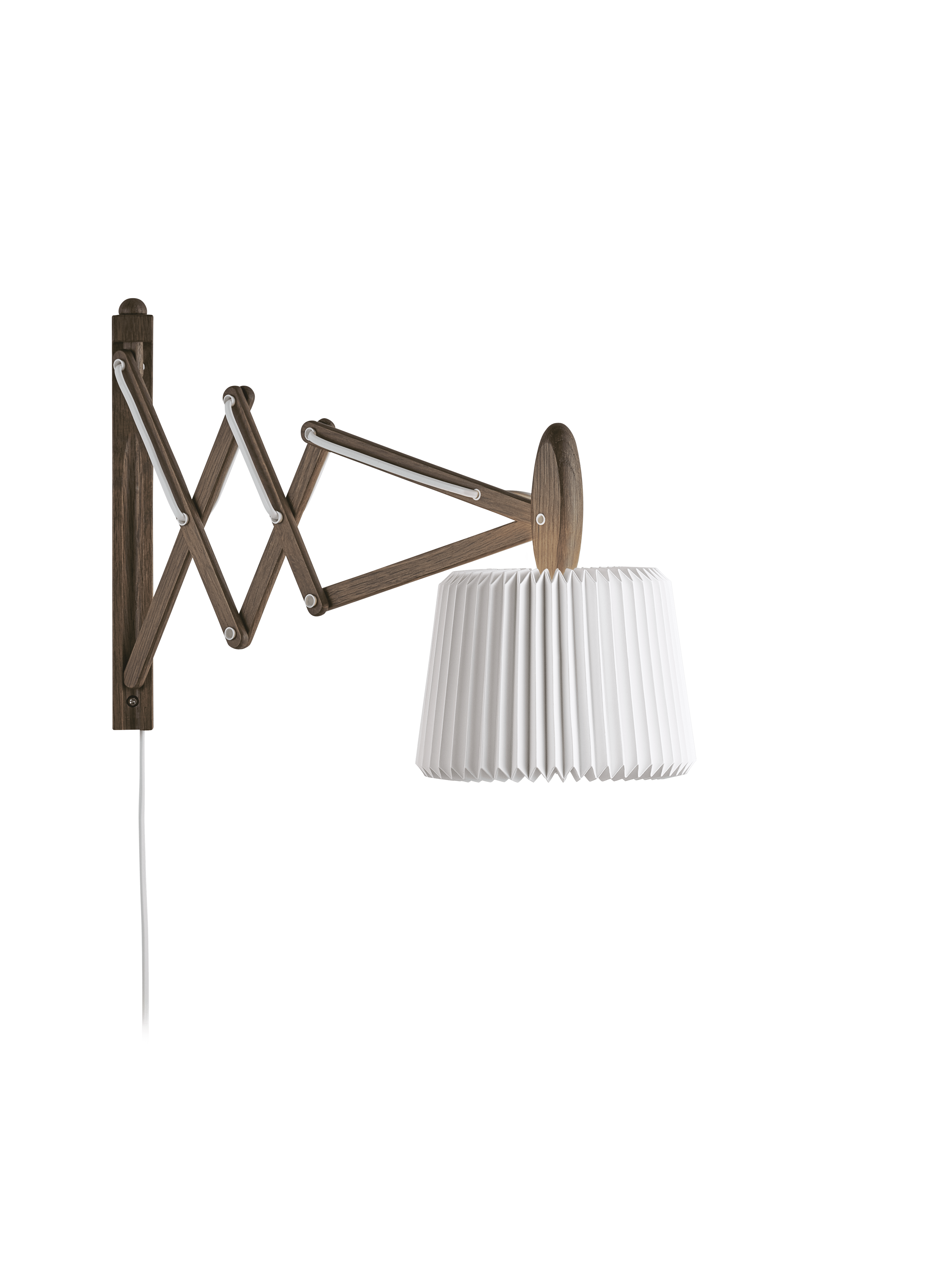 Wandlamp MODEL 223 120 SAX wit met een donkere eiken basis