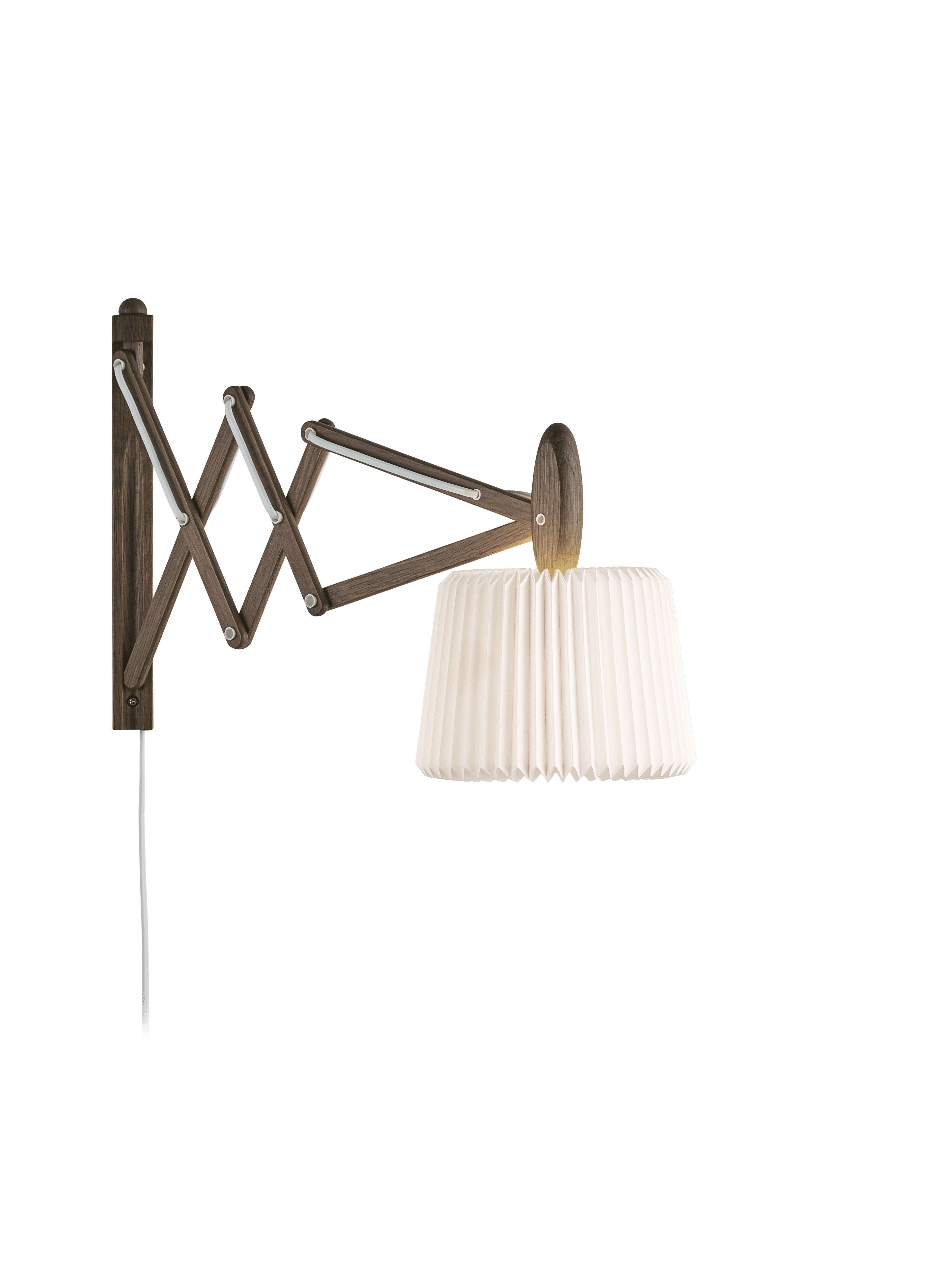 Wandlamp MODEL 223 120 SAX wit met een donkere eiken basis
