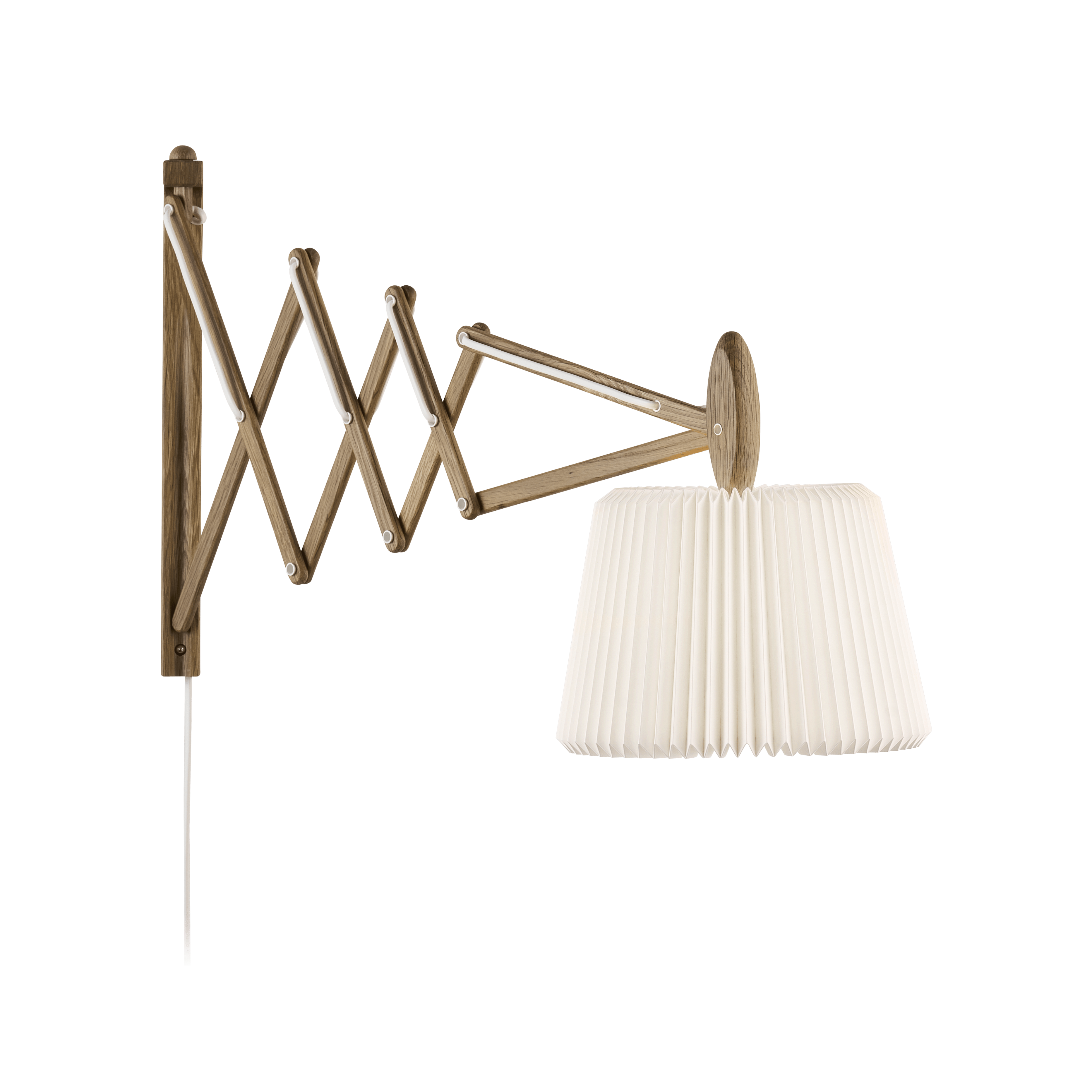 Wandleuchte MODELL 233 120 SAX weiß mit dunklem Eichenfuß