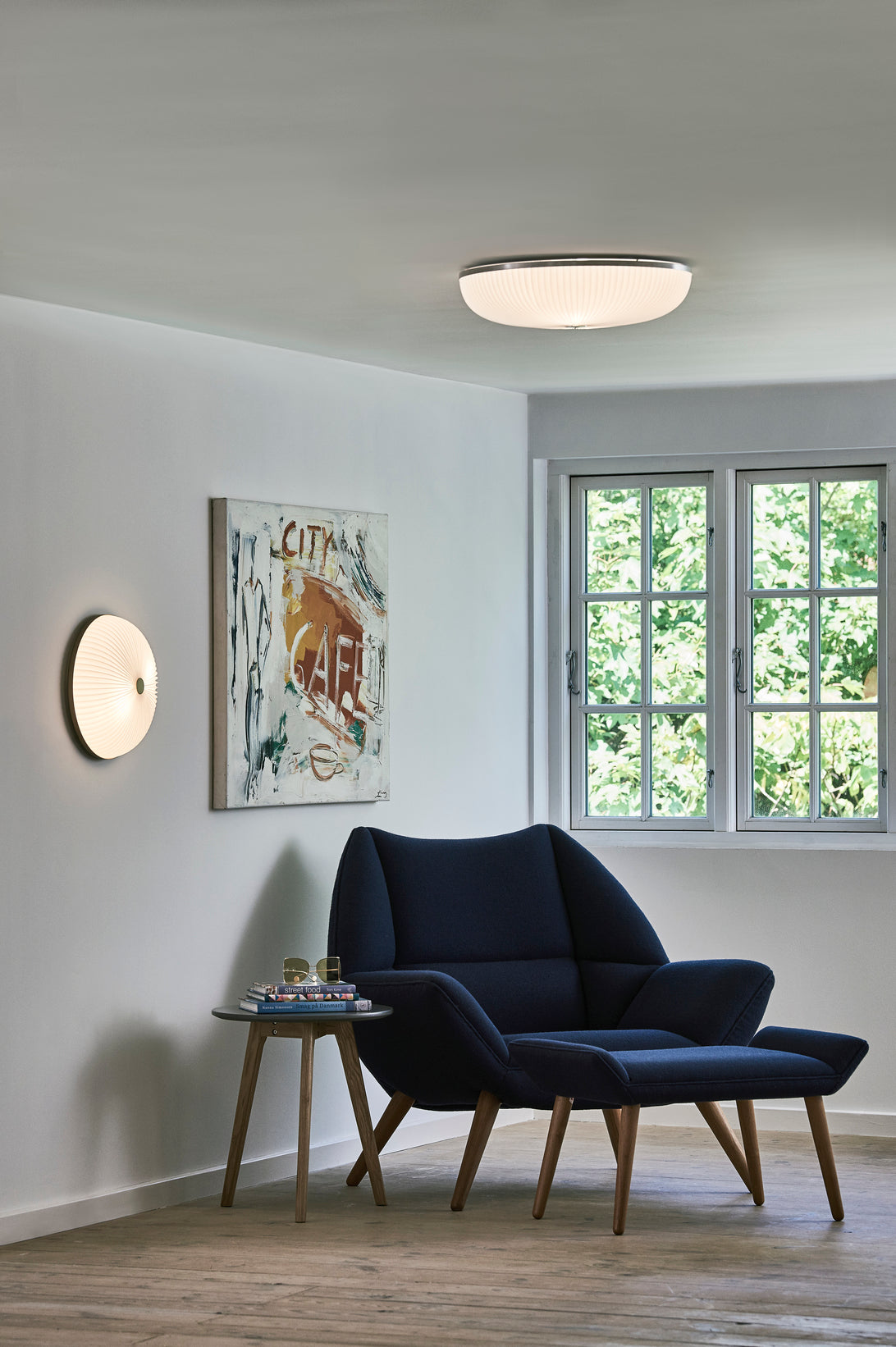 Wandlamp MODEL 235 LAMELLA wit met zilver