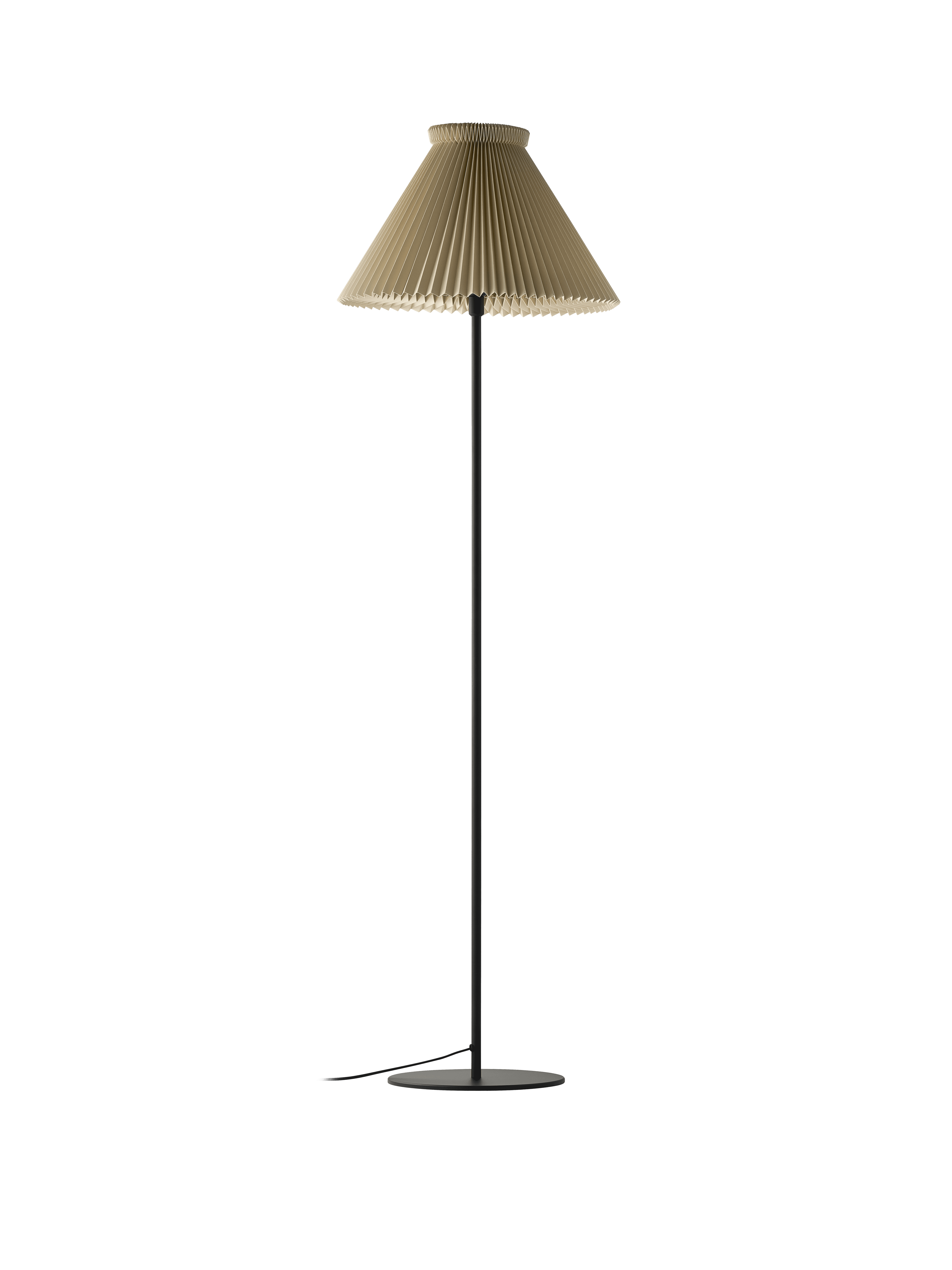 Stehlampe MODELL 334 in butterbeigem Farbton mit schwarzem Fuß