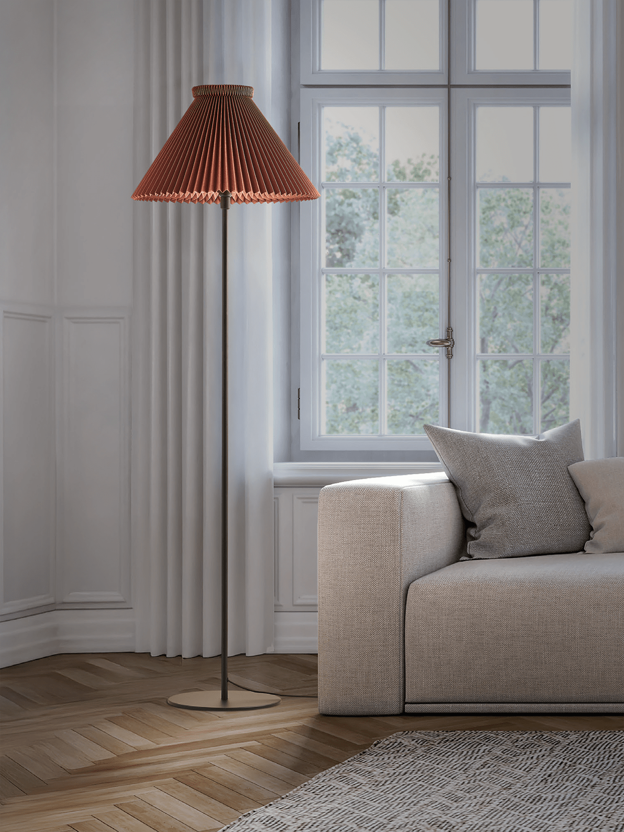 Vloerlamp MODEL 334 chocolade met zwarte voet