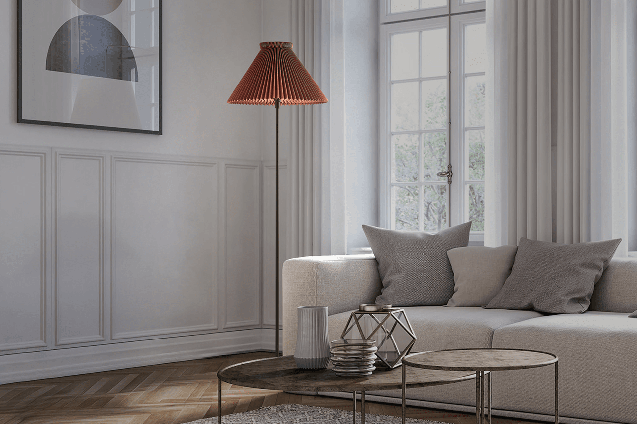 Vloerlamp MODEL 334 chocolade met zwarte voet