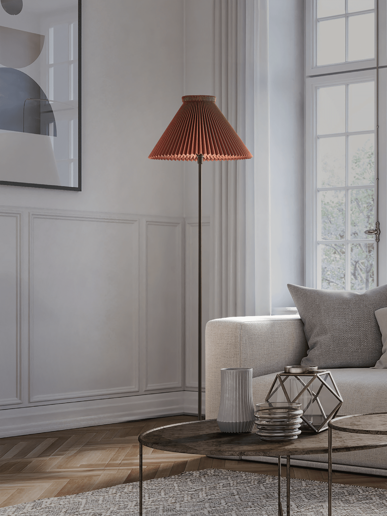 Vloerlamp MODEL 334 chocolade met zwarte voet