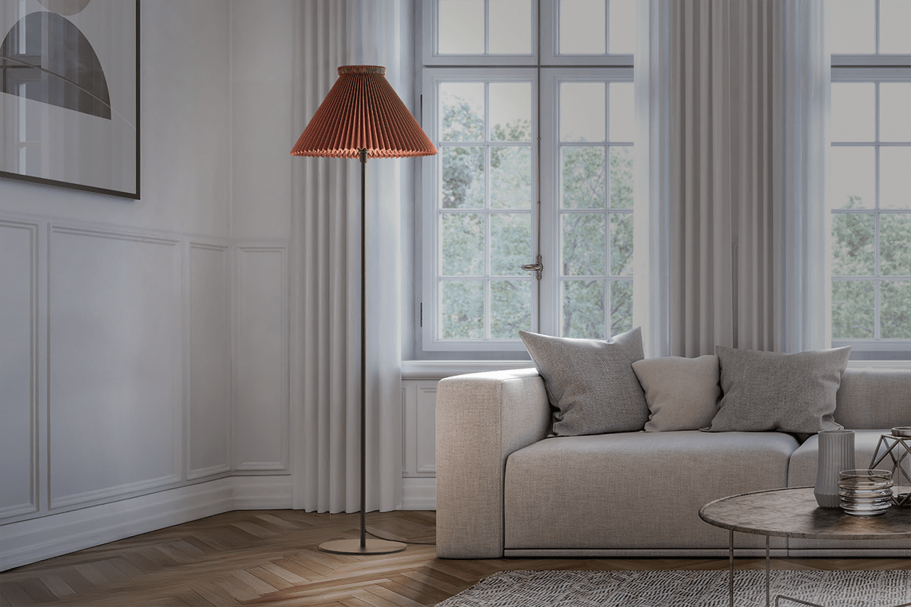 Vloerlamp MODEL 334 chocolade met zwarte voet