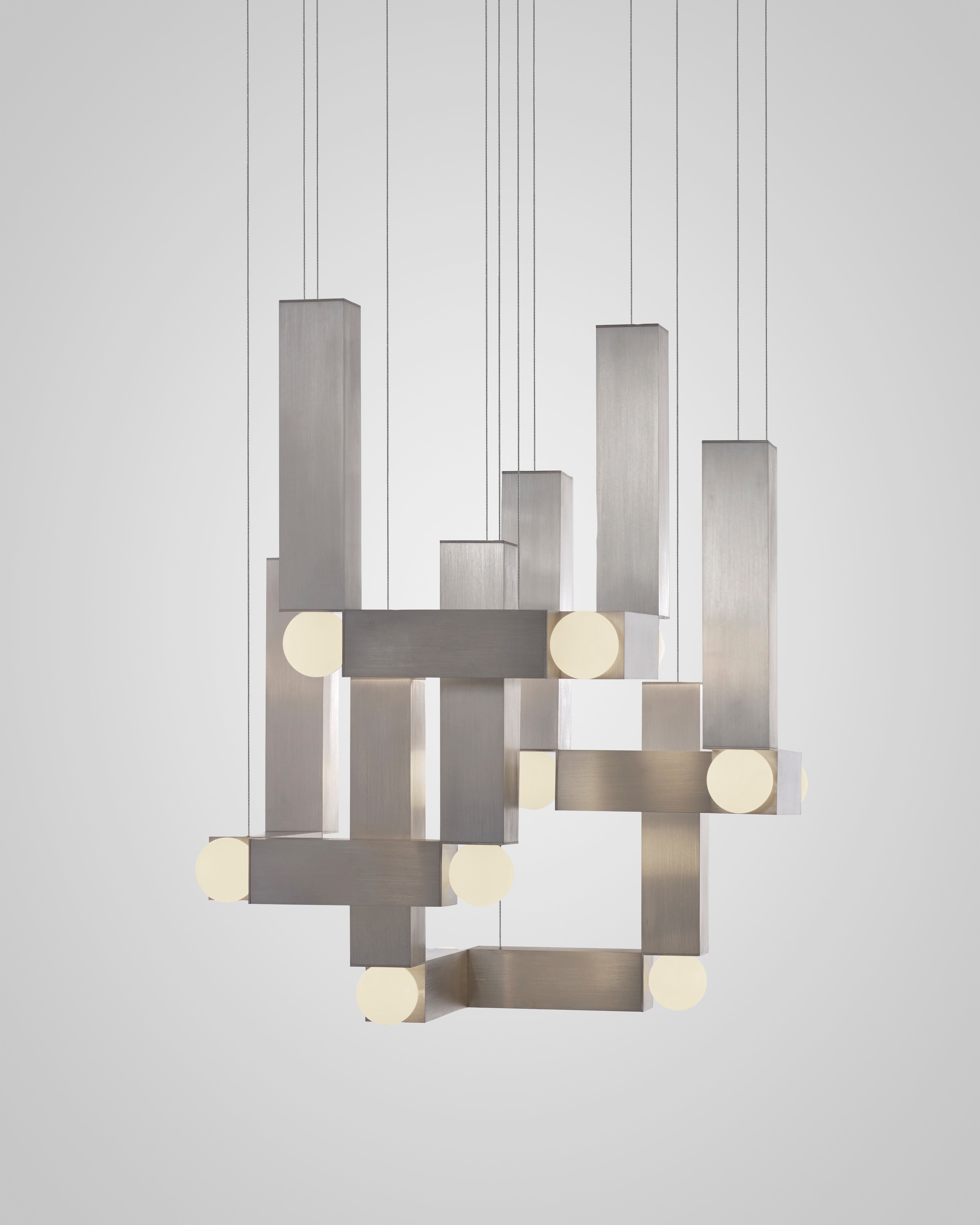 Lampa wisząca VESPER QUATTRO opalowy klosz ze srebrnym wykończeniem