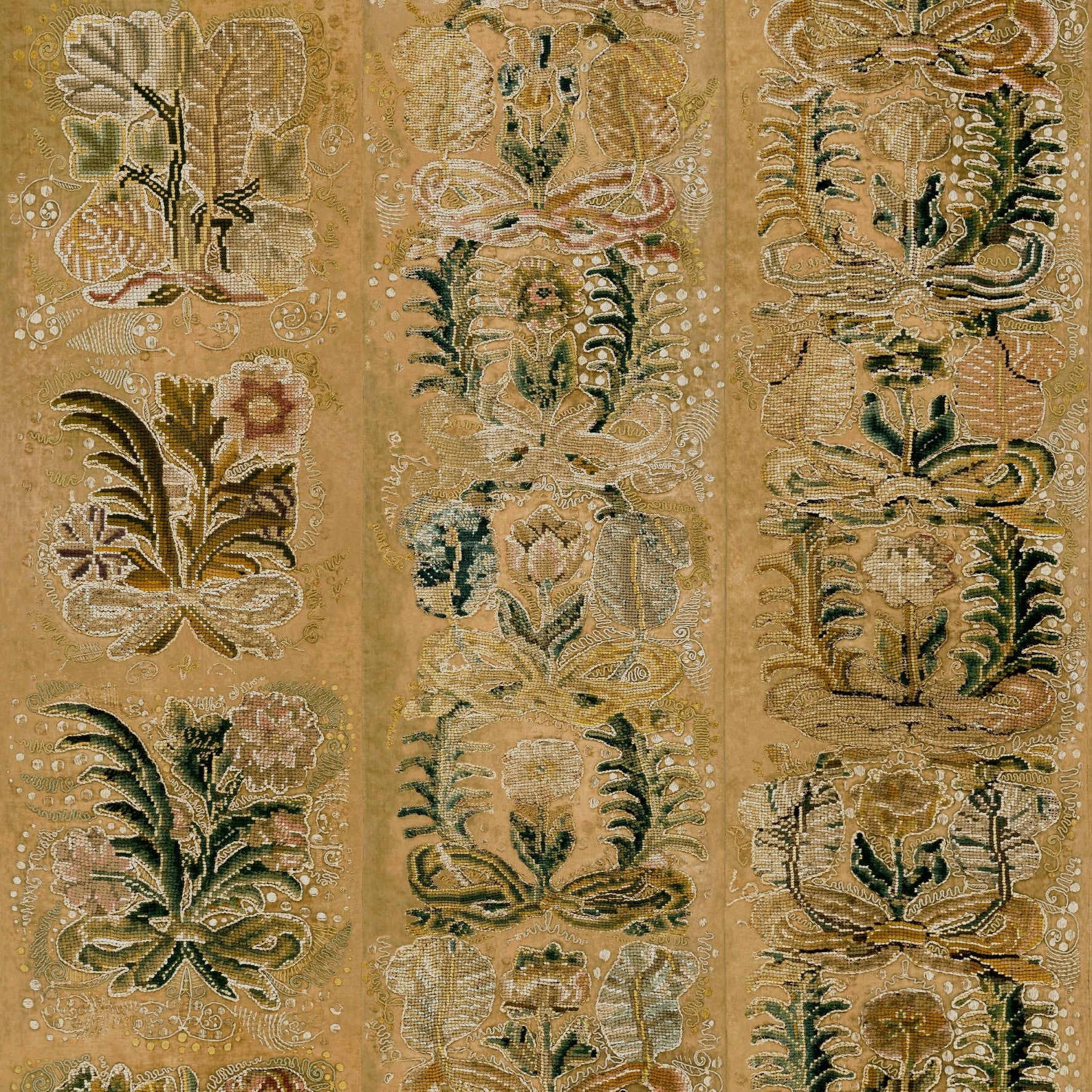 Textil-Tapete mit Pflanzenmotiv ORNAMENT gold mit grün