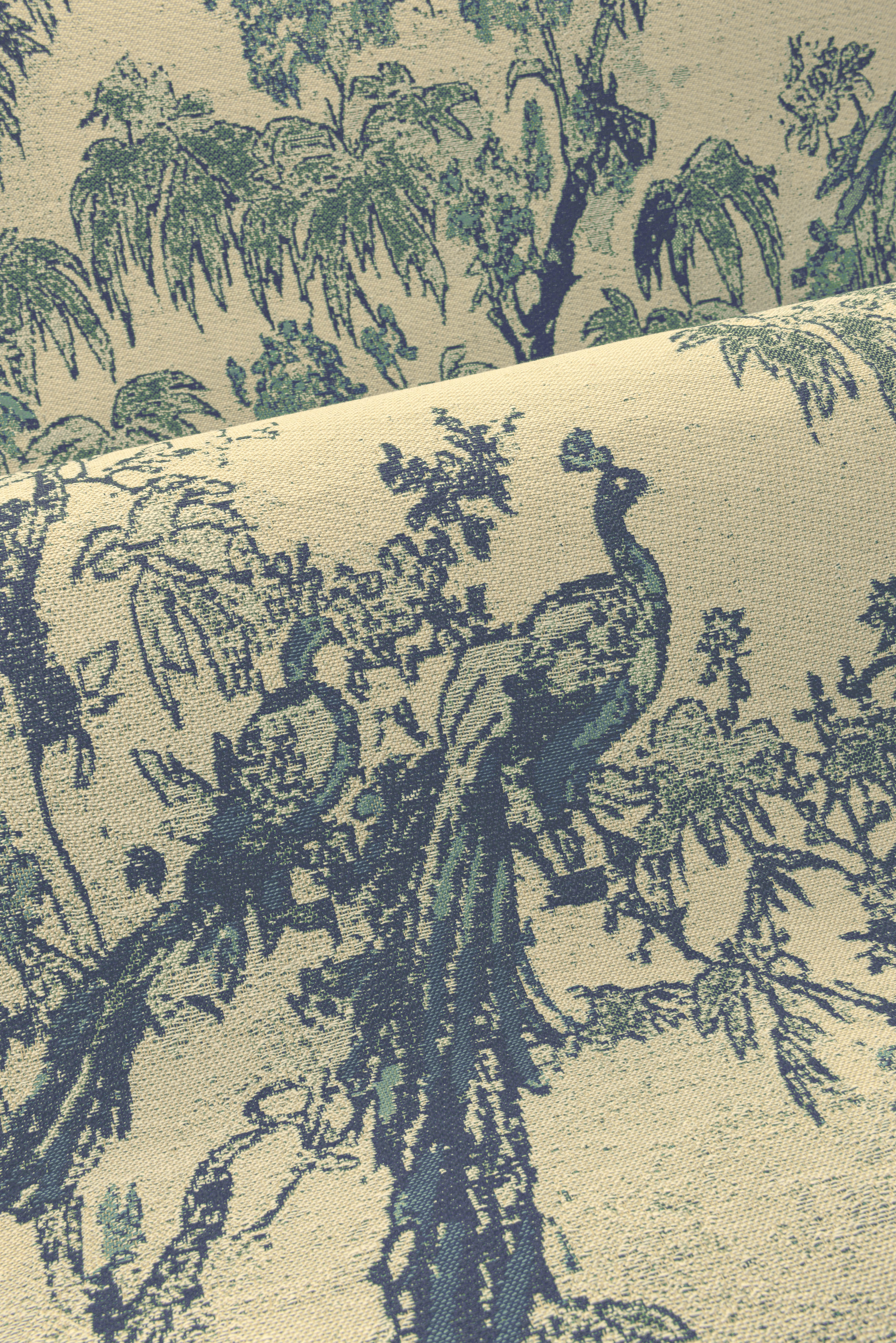 Textil-Tapete mit Pflanzenmotiv RAMAGE dunkelbeige mit braun