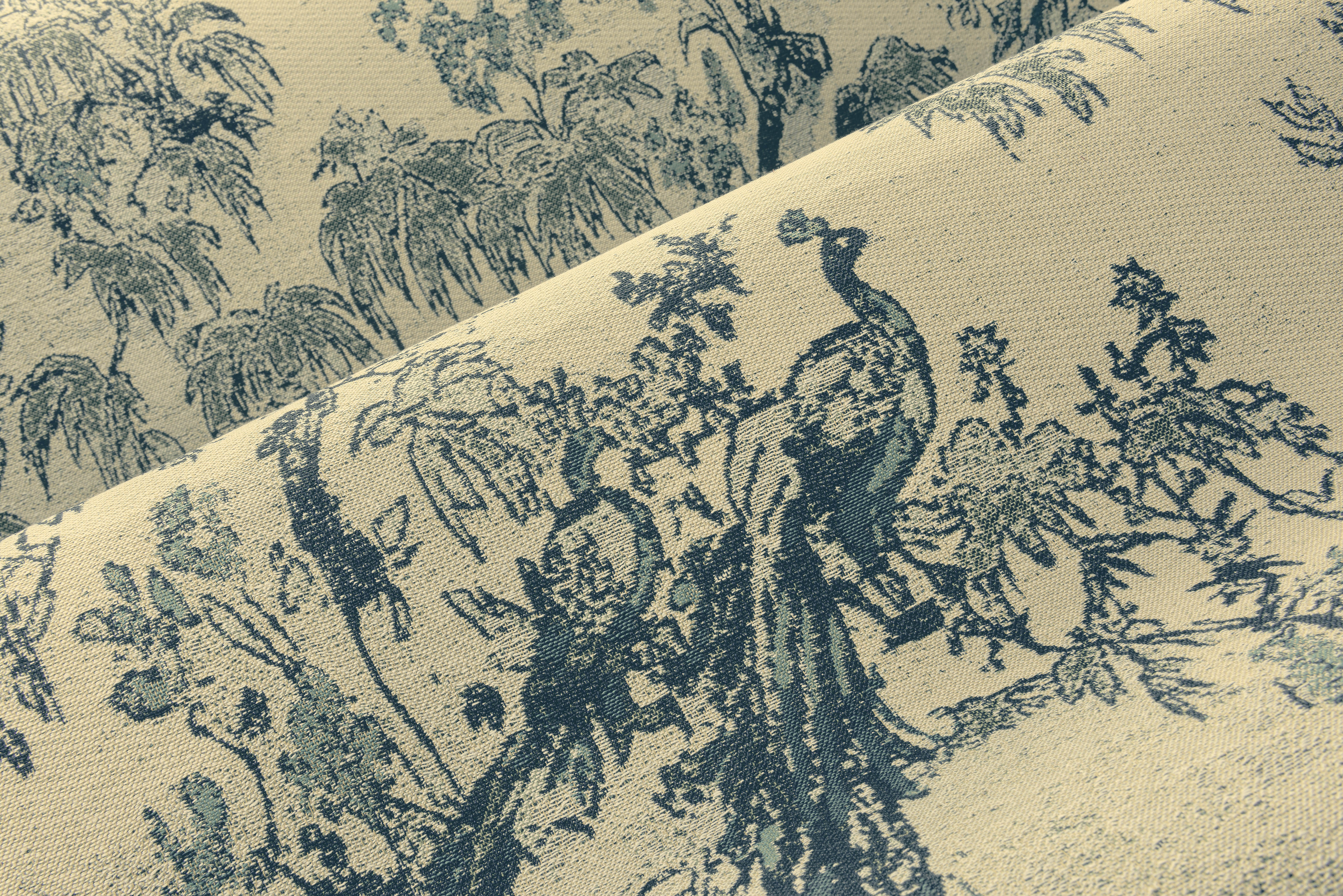 Textil-Tapete mit Pflanzenmotiv RAMAGE dunkelbeige mit braun