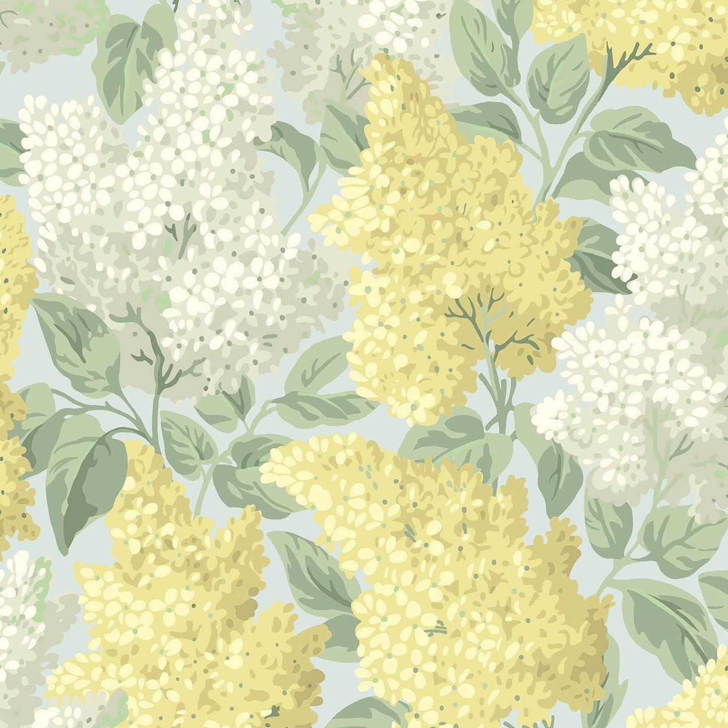 Lilac Floral Pattern Wallpaper with Botanical Theme - Yellow and White