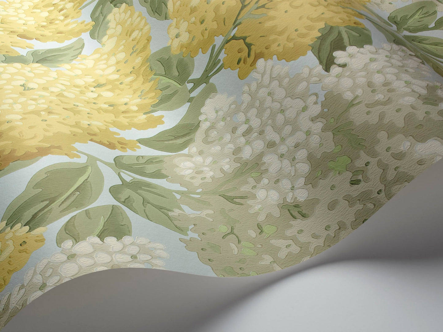 Lilac Floral Pattern Wallpaper with Botanical Theme - Yellow and White