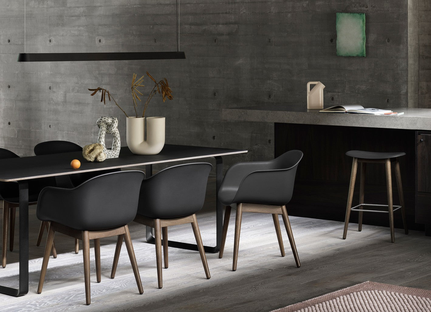Tafel 70/70 zwart met zandkleurige basis