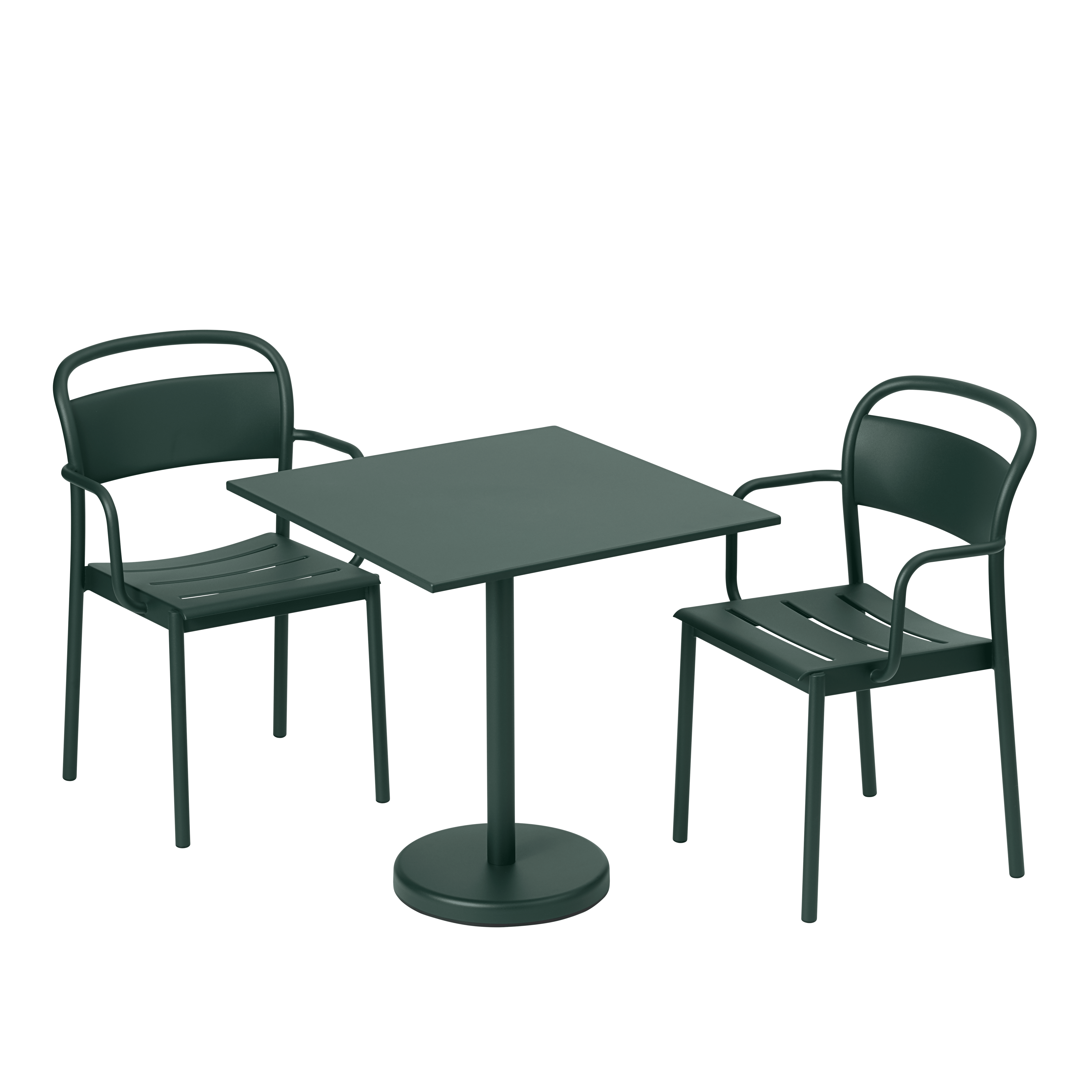 Sessel mit Armlehnen für den Außenbereich LINEAR dunkelgrüner Stahl