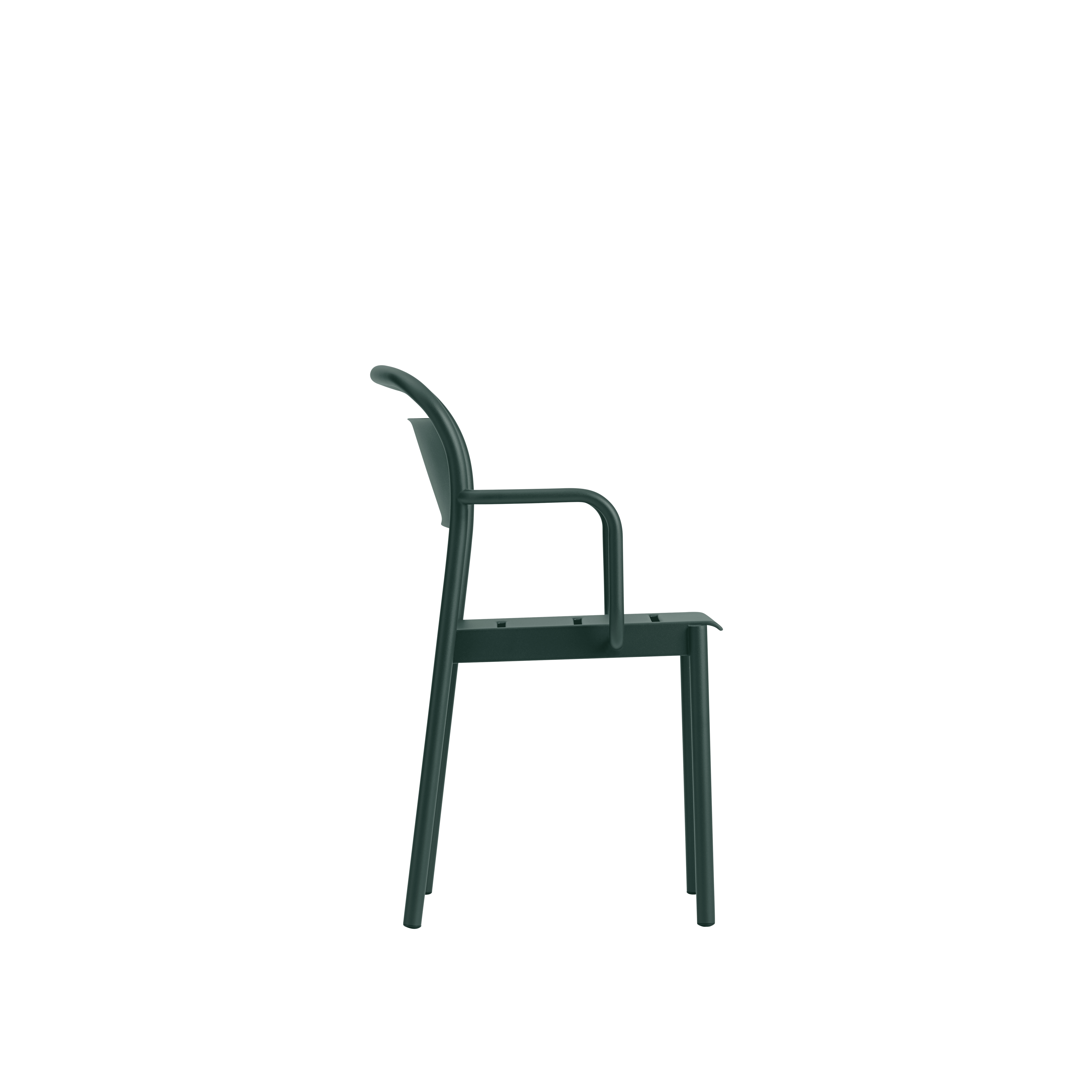 Sessel mit Armlehnen für den Außenbereich LINEAR dunkelgrüner Stahl