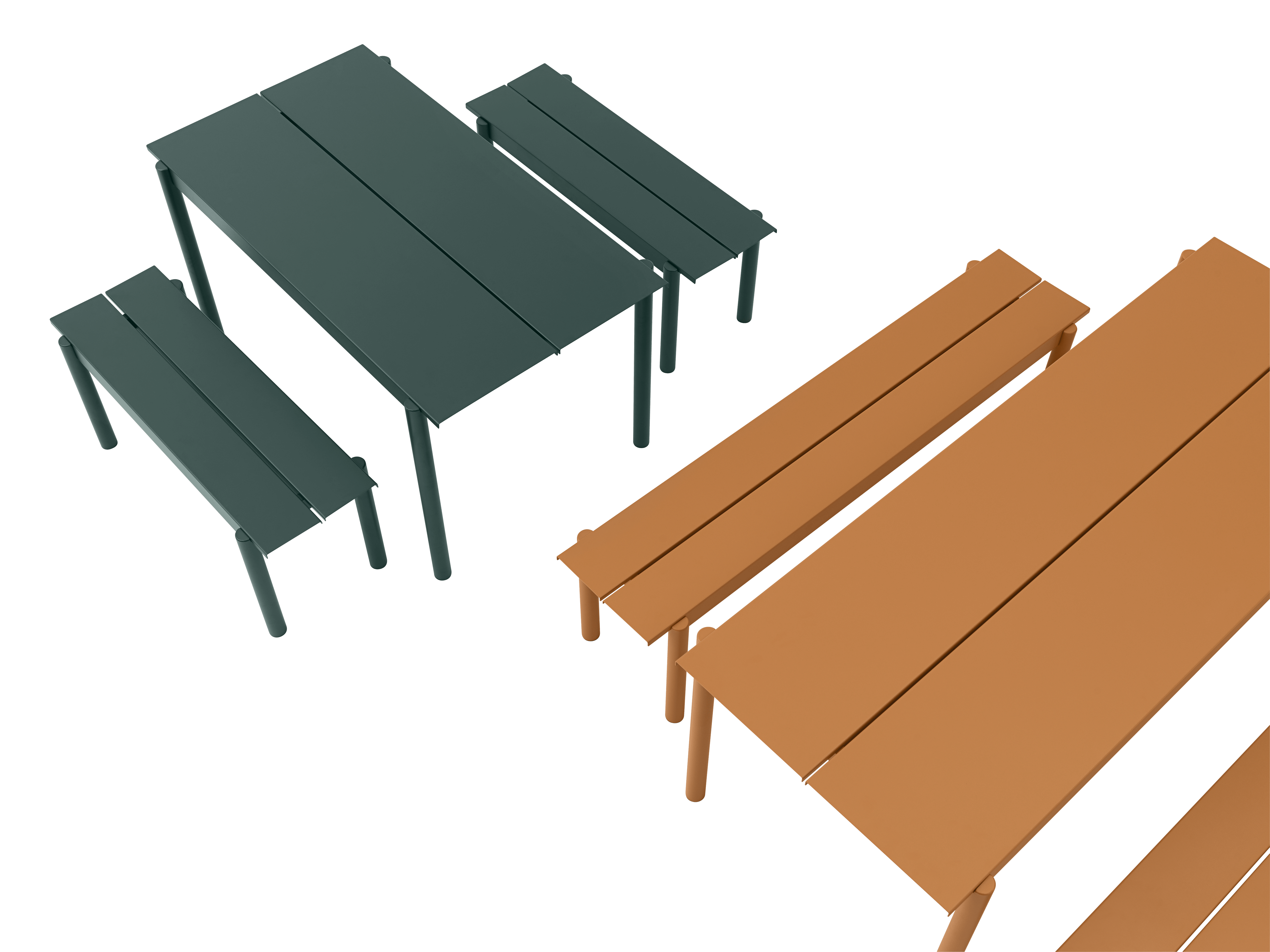 Buiten tafel LINEAR donkergroen staal