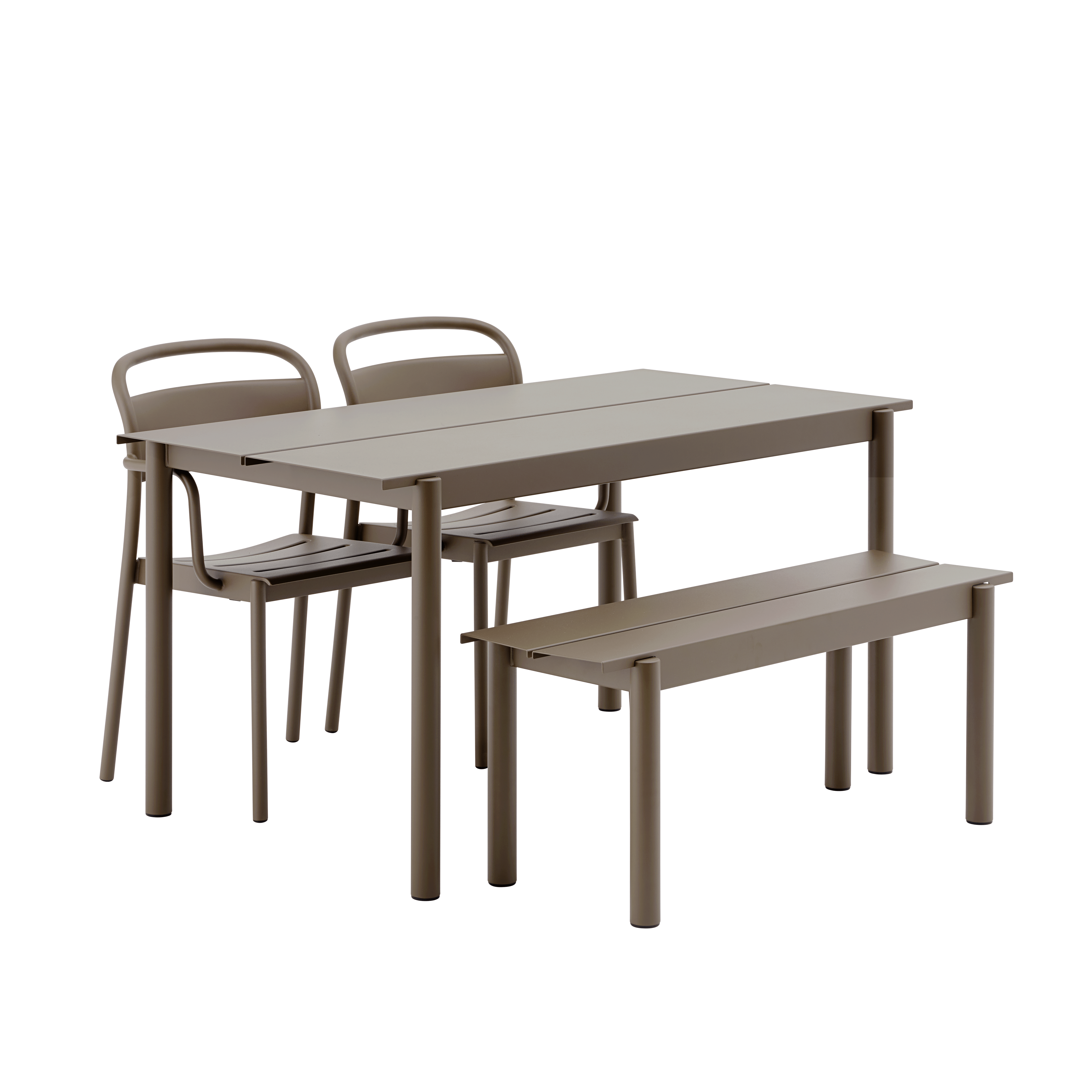 Buitenstoel met armleuningen LINEAR taupe staal