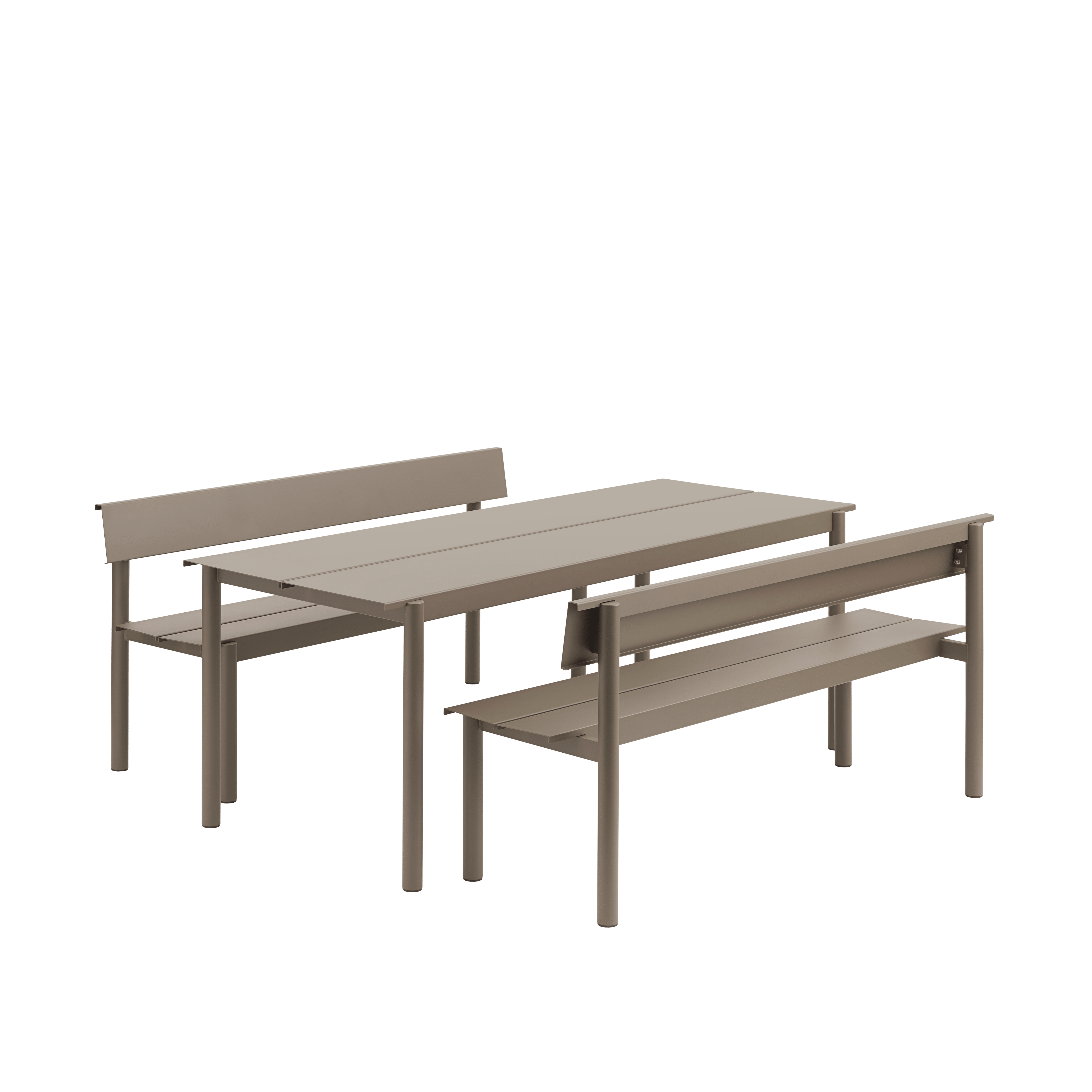 Buiten tafel LINEAR taupe staal