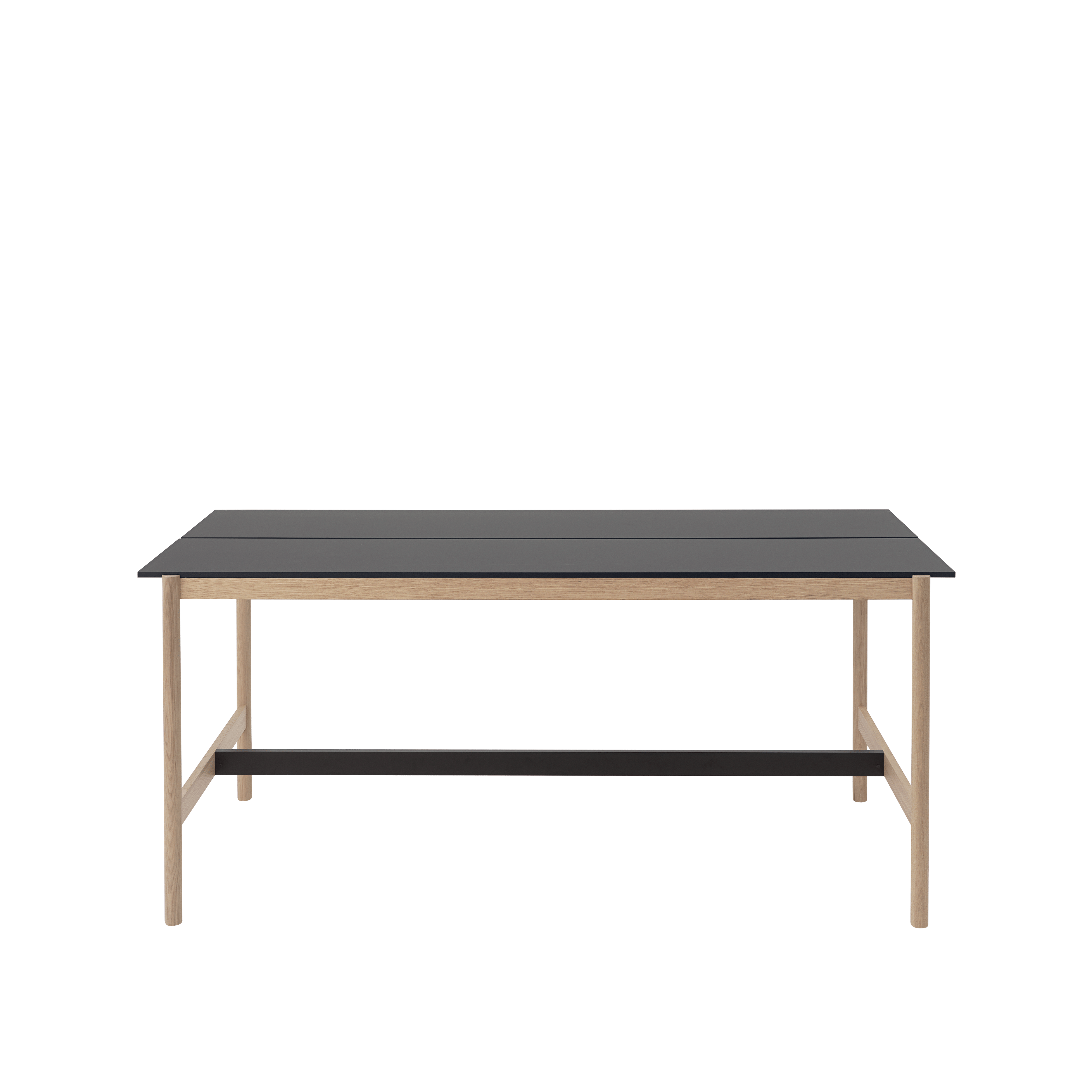 Bureau tafel LINEAR SYSTEM HIGH zwart nanolaminaat met eiken basis
