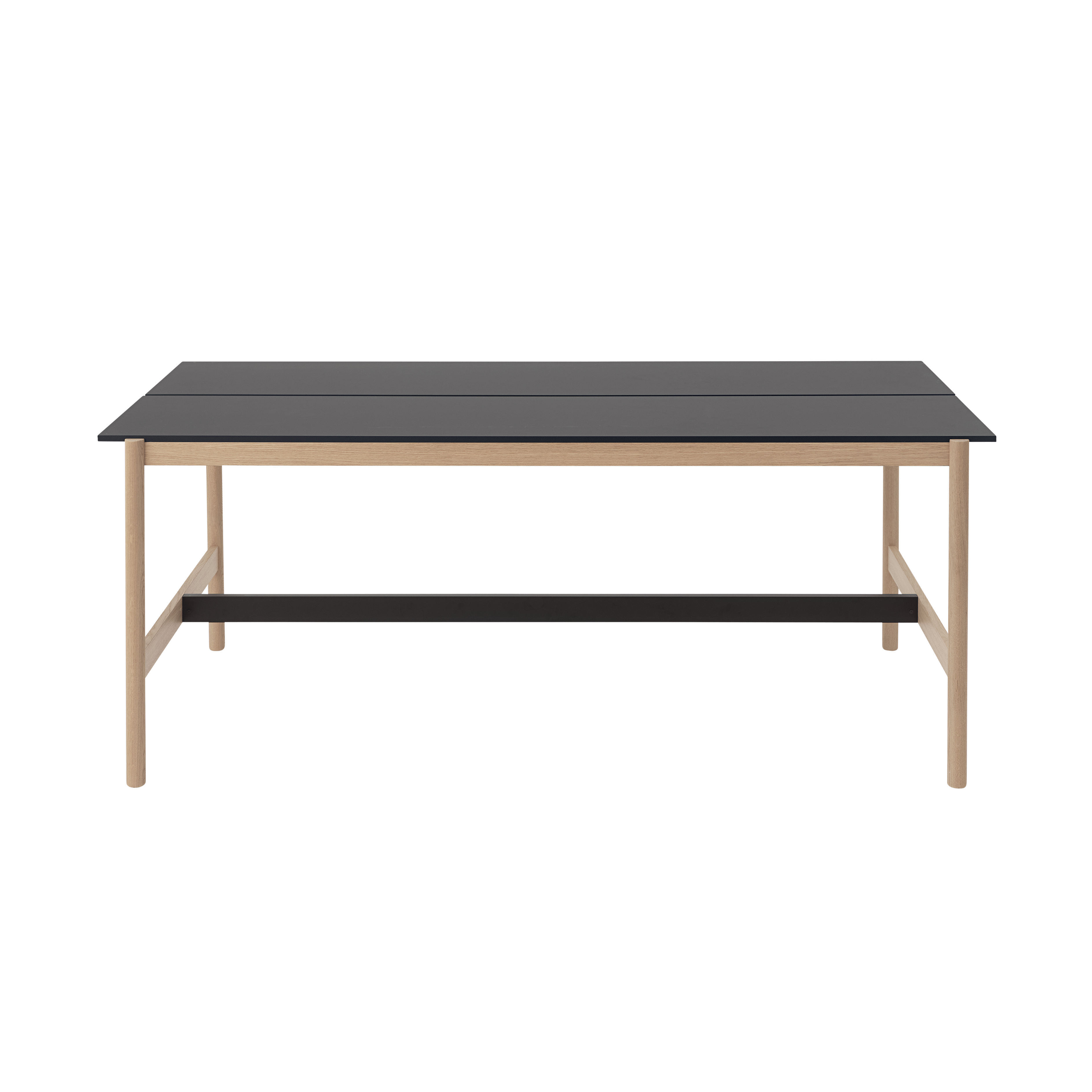 Bureau tafel LINEAR SYSTEM HIGH zwart nanolaminaat met eiken basis