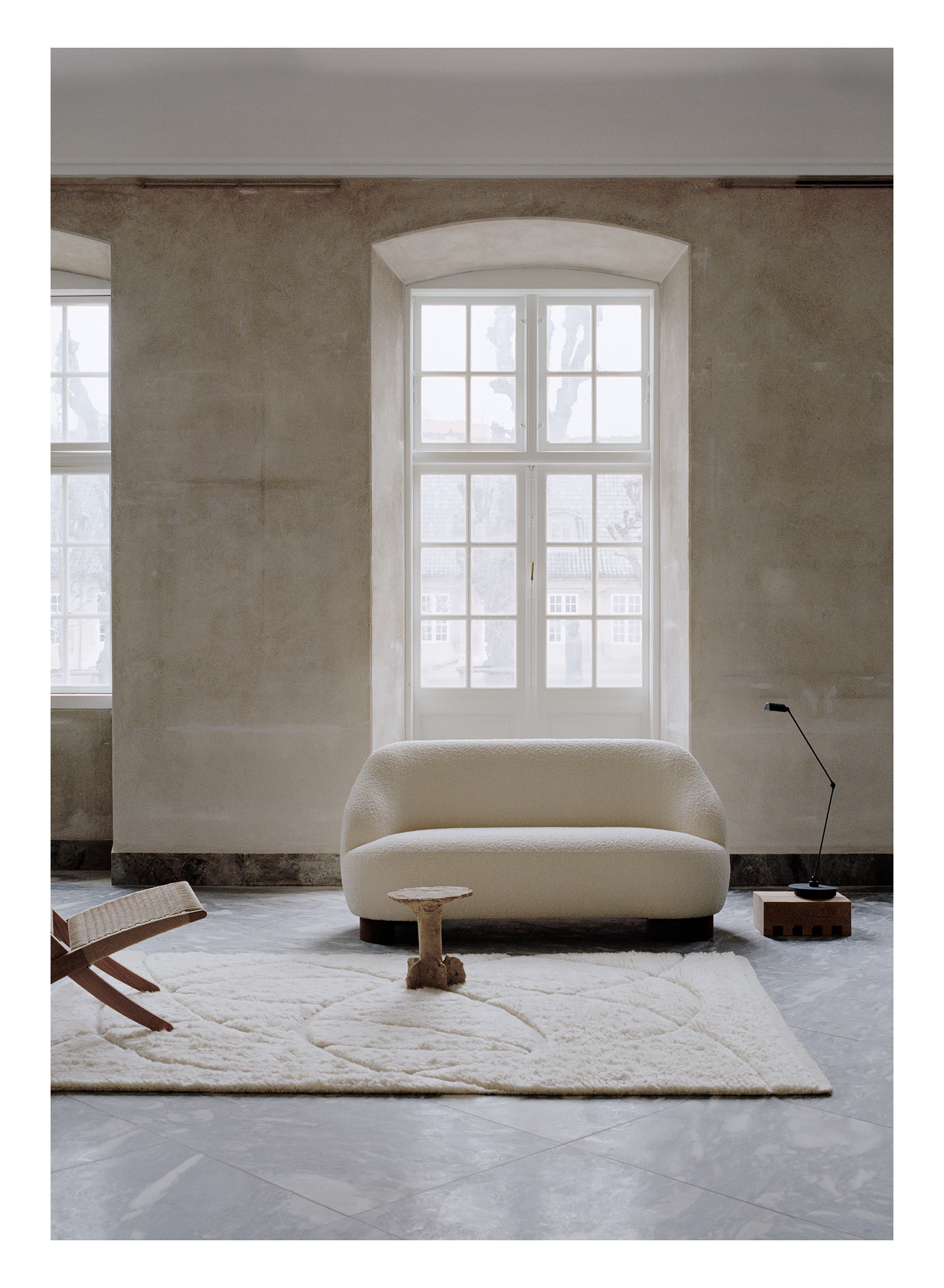 Vloerkleed LINEAL SWEEP wit met beige patroon