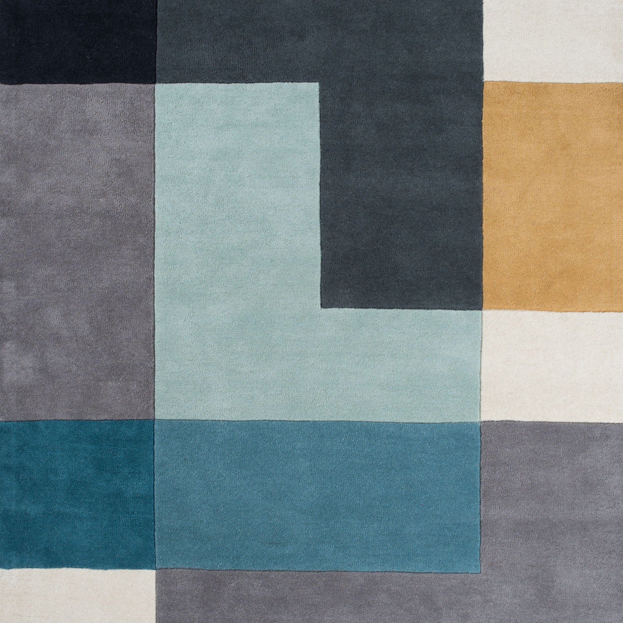 OMETRI Rug - AQUA gray with sea green
