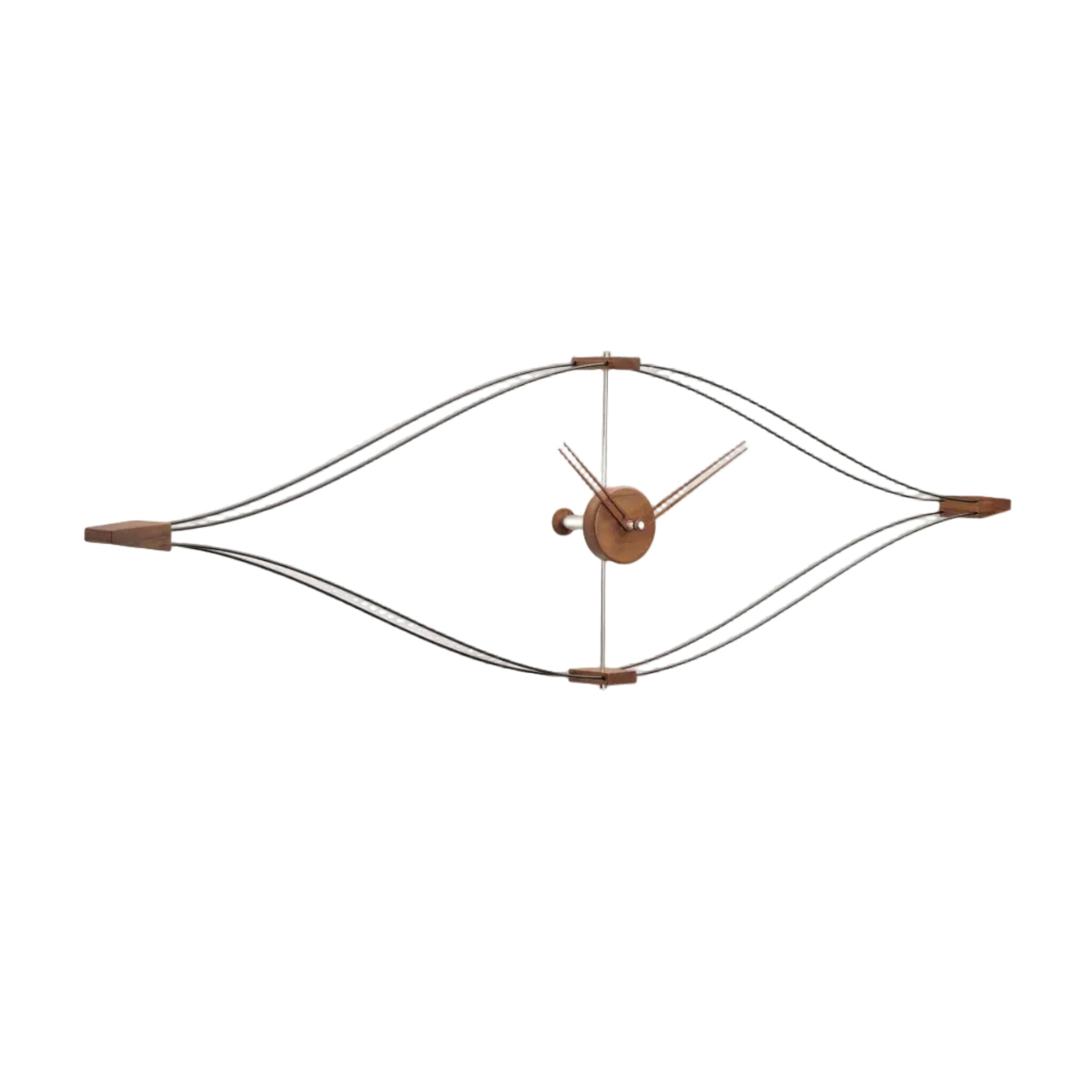 Wandklok LOOK notenhout met chroom en zwart