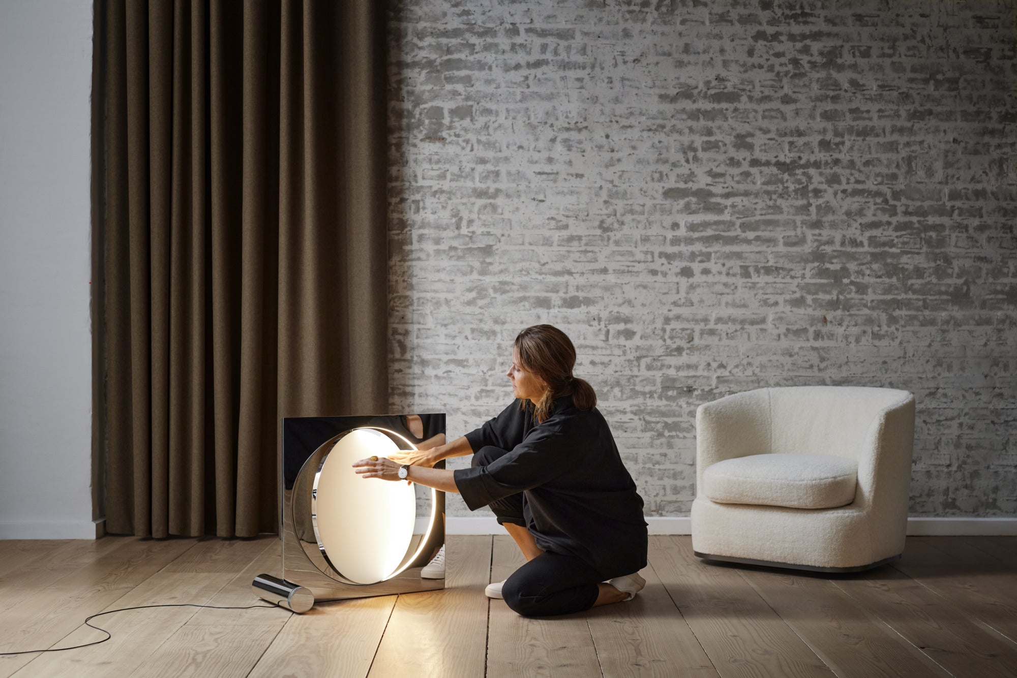Vloerlamp MOONSETTER verchroomd