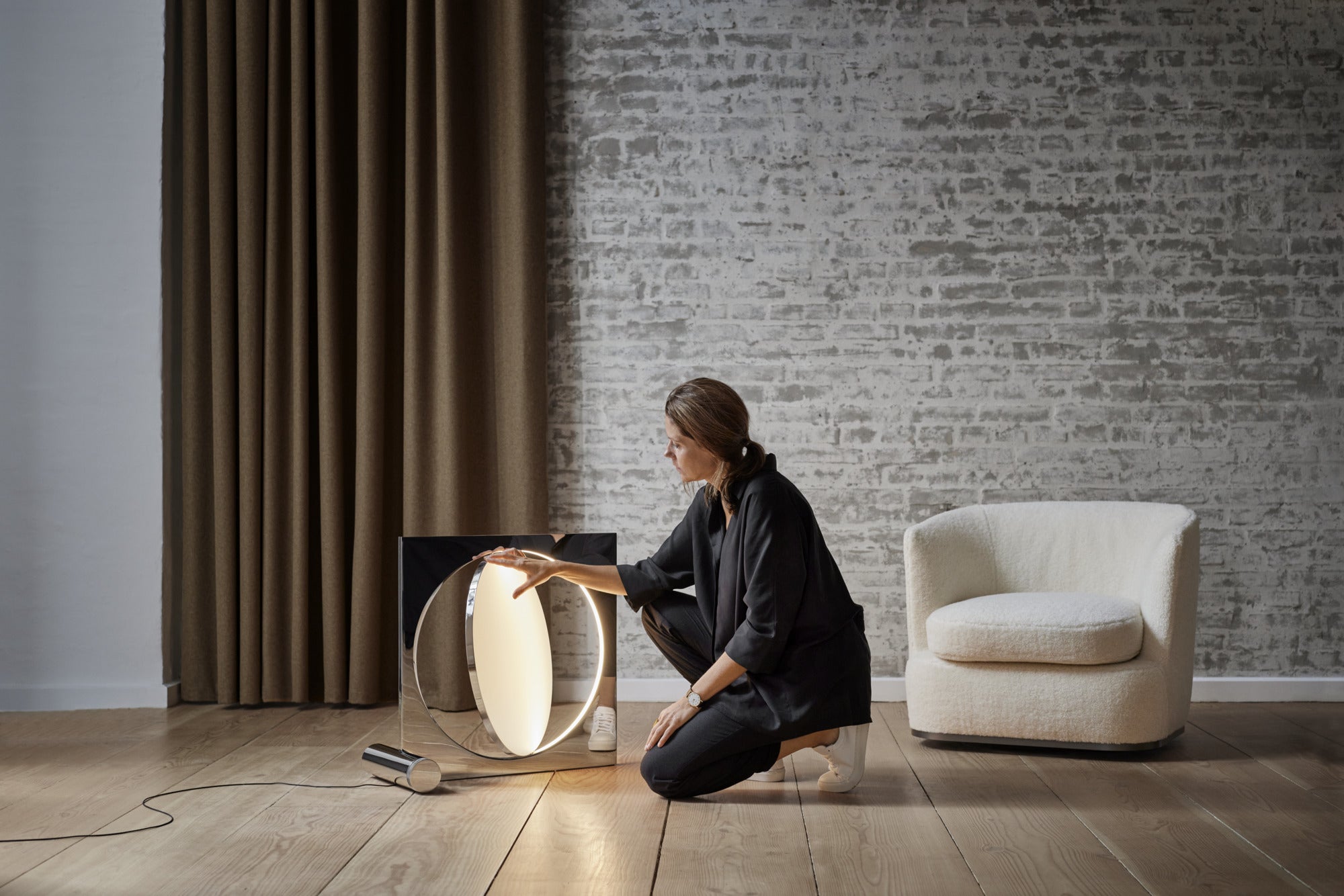 Vloerlamp MOONSETTER verchroomd