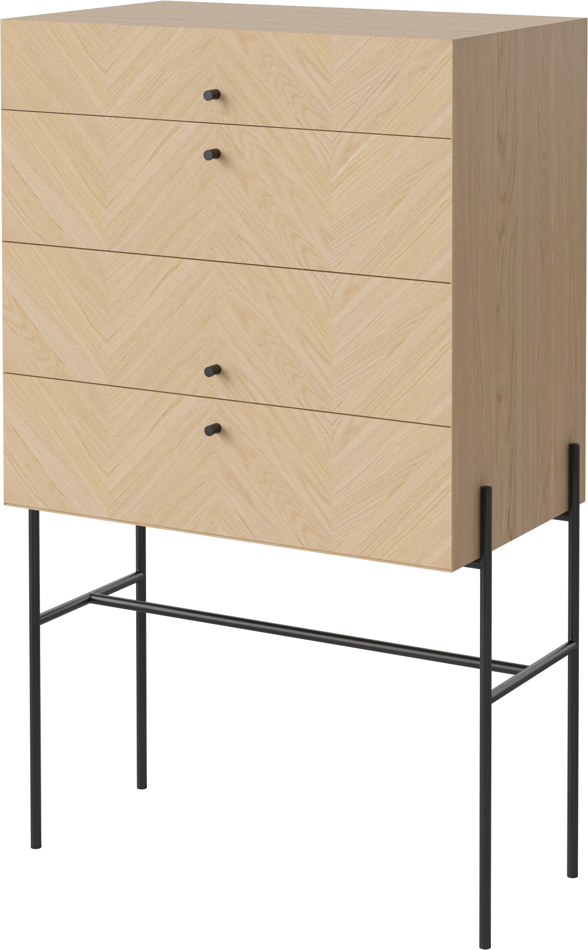 LUXE commode van gebleekt eikenhout met zwarte basis