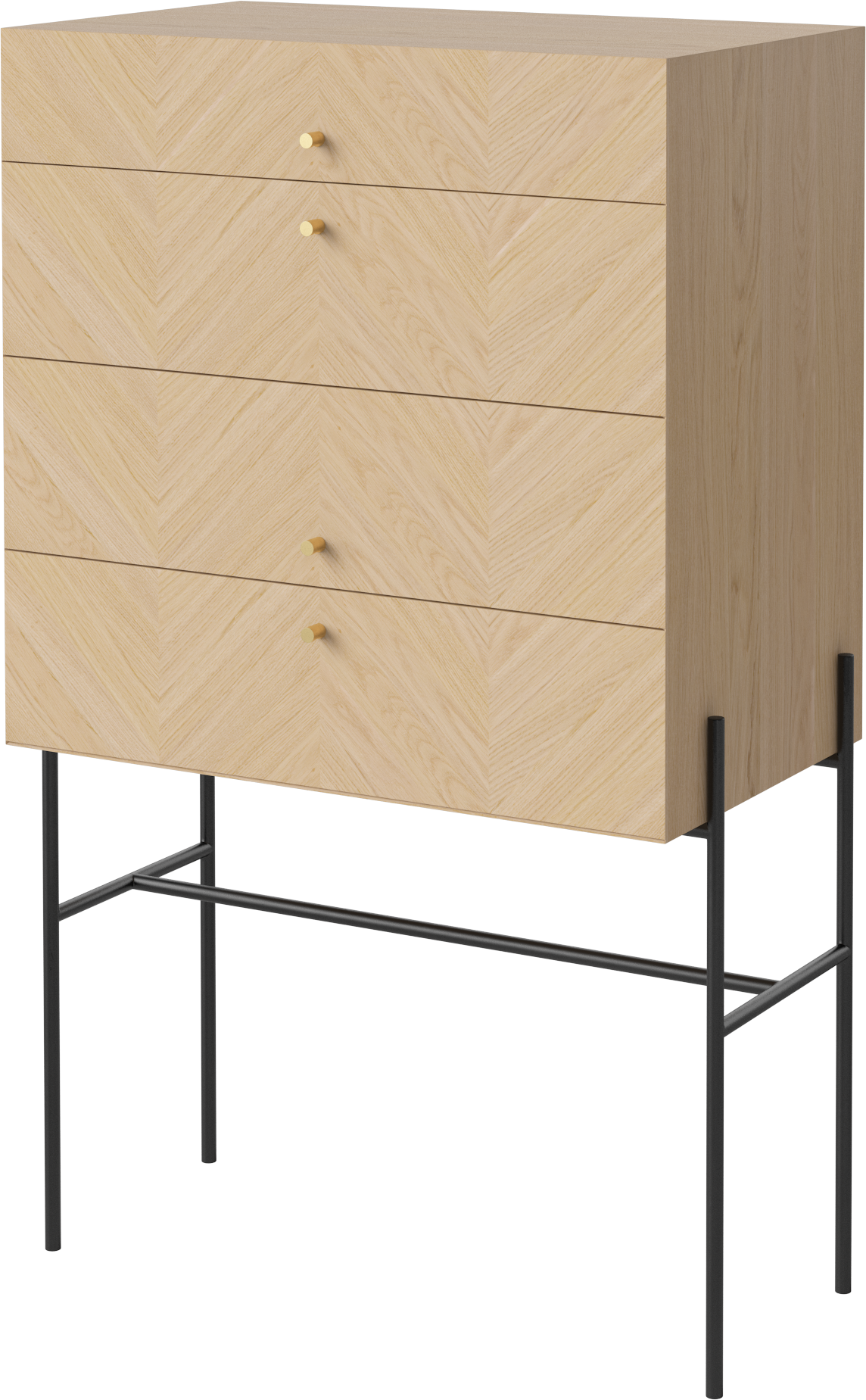 LUXE commode van gebleekt eikenhout met zwarte basis