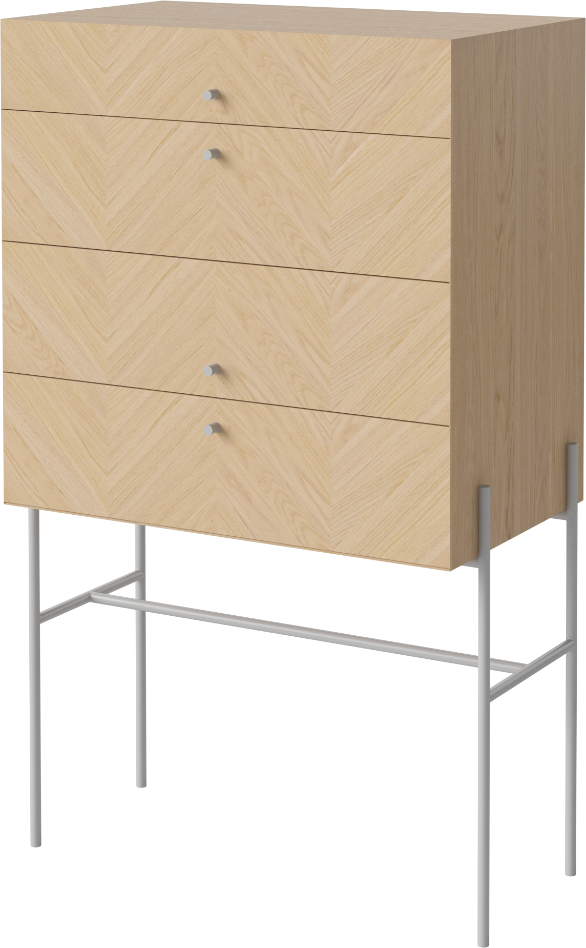 LUXE commode van gebleekt eikenhout met een grijze basis