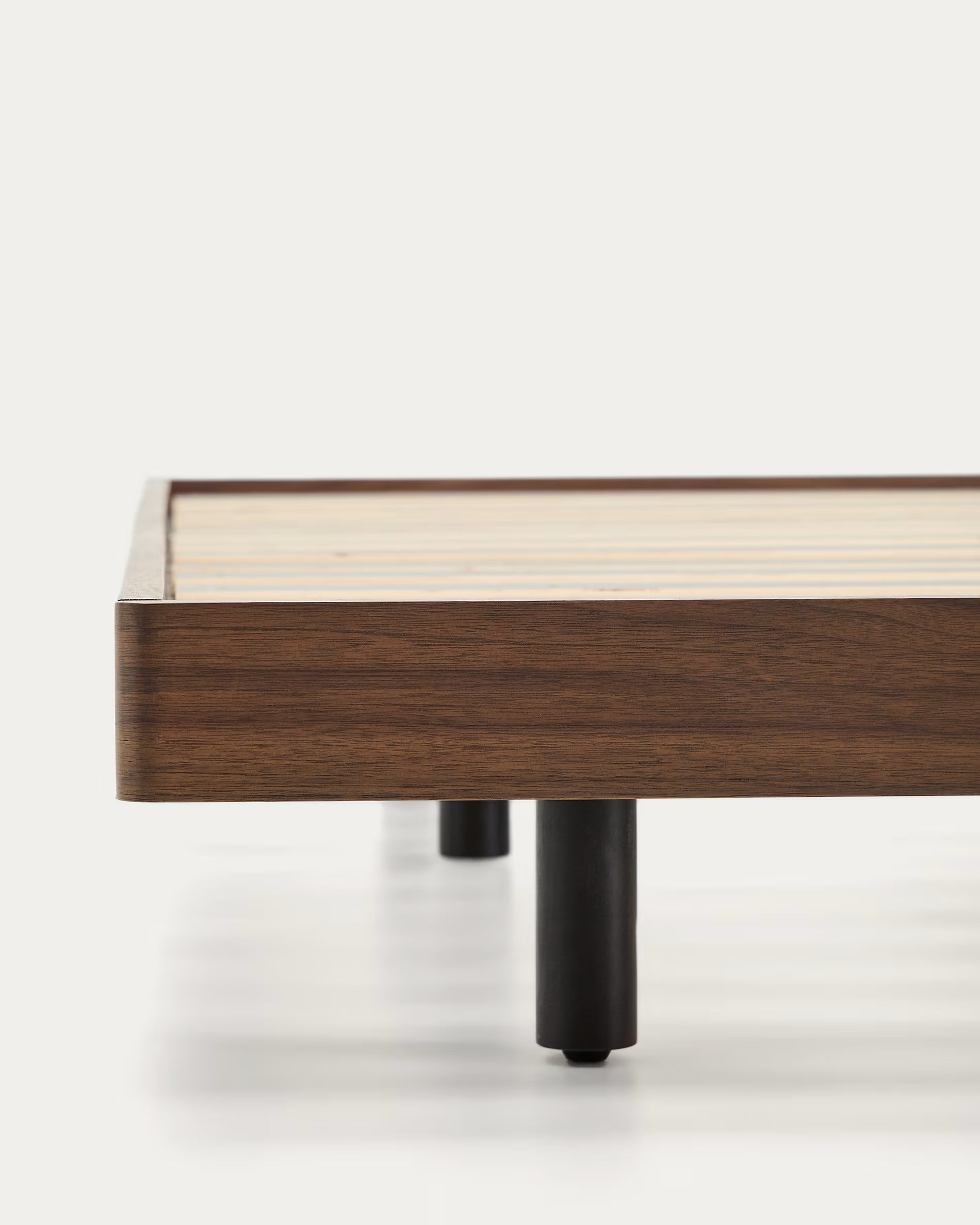 Bettgestell NORLEN dunkelbraun Nussbaumfurnier