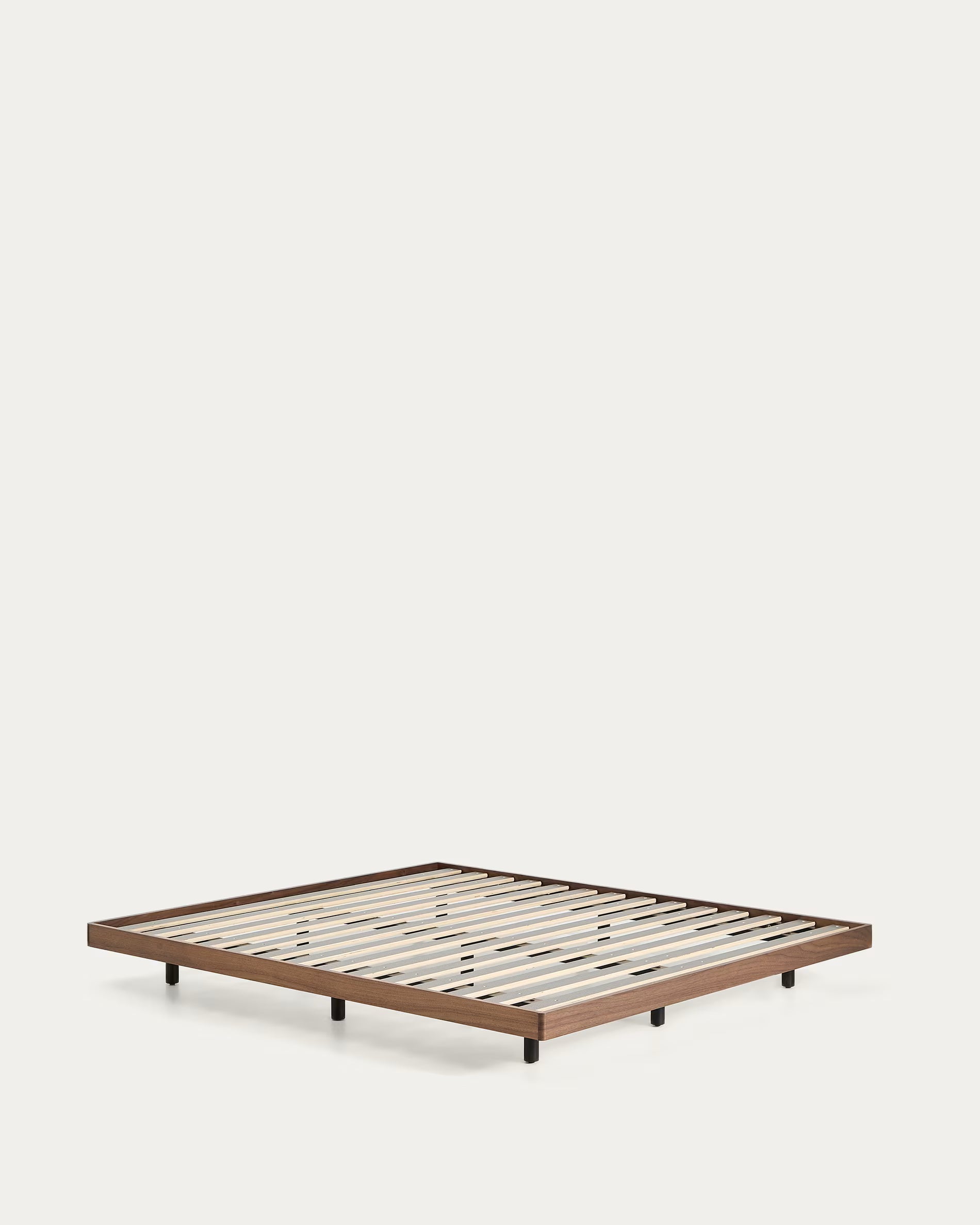 Bettgestell NORLEN dunkelbraun Nussbaumfurnier