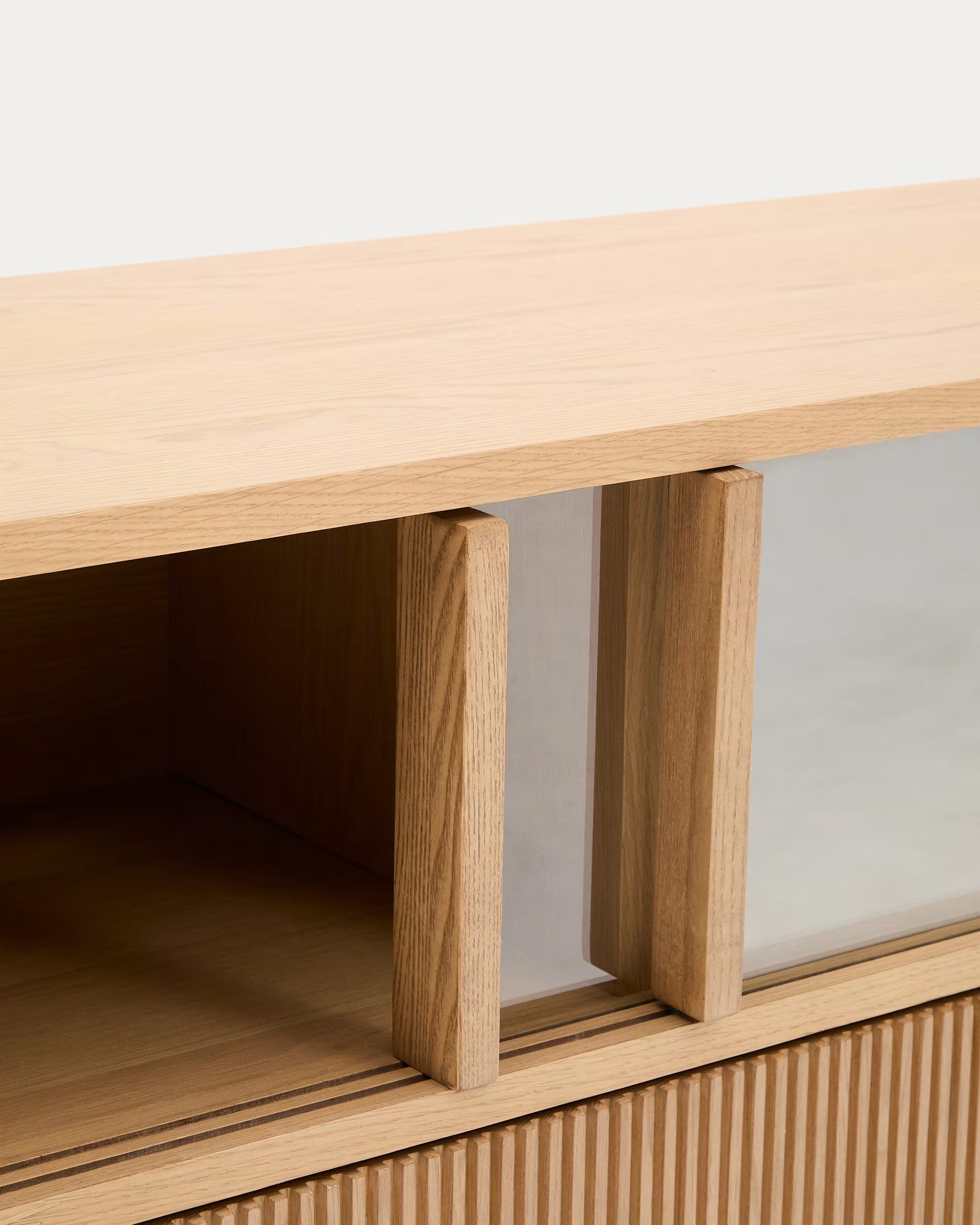 TV-kast met twee lades HELVINE eikenfineer