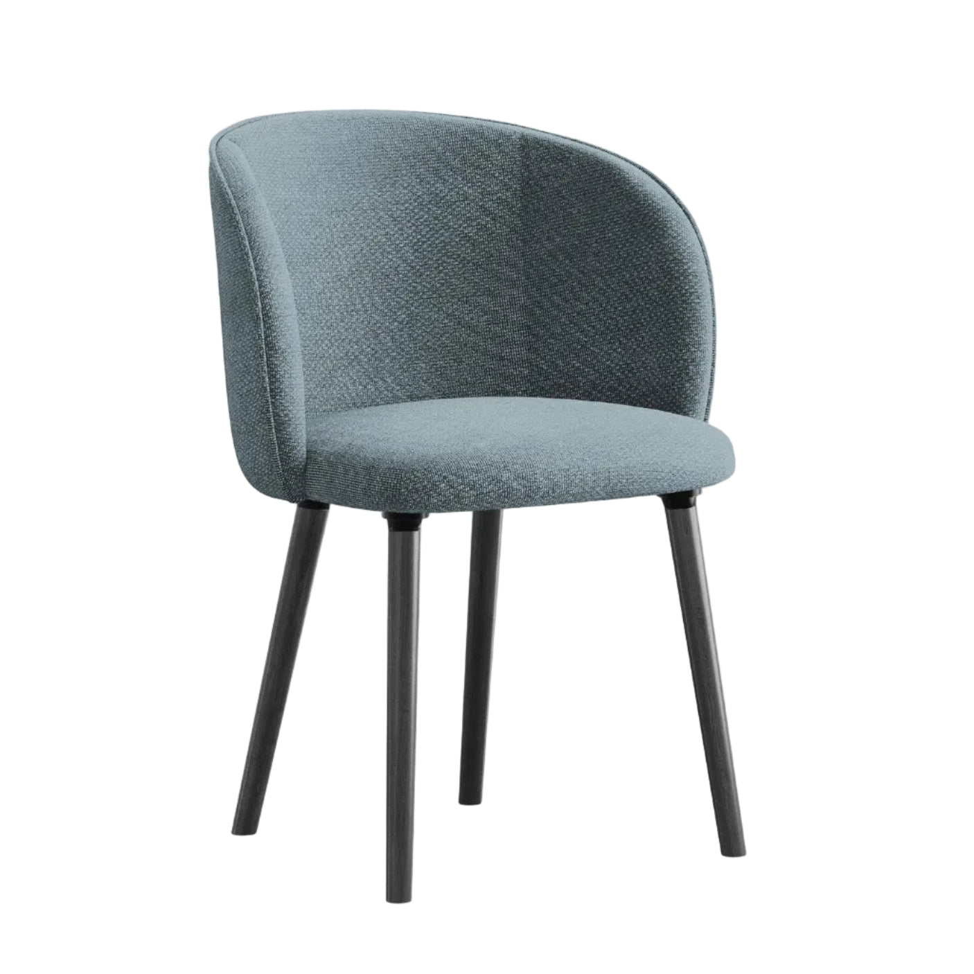 Stuhl MAIA jeansblau Boucle mit schwarzem Eichenfuß