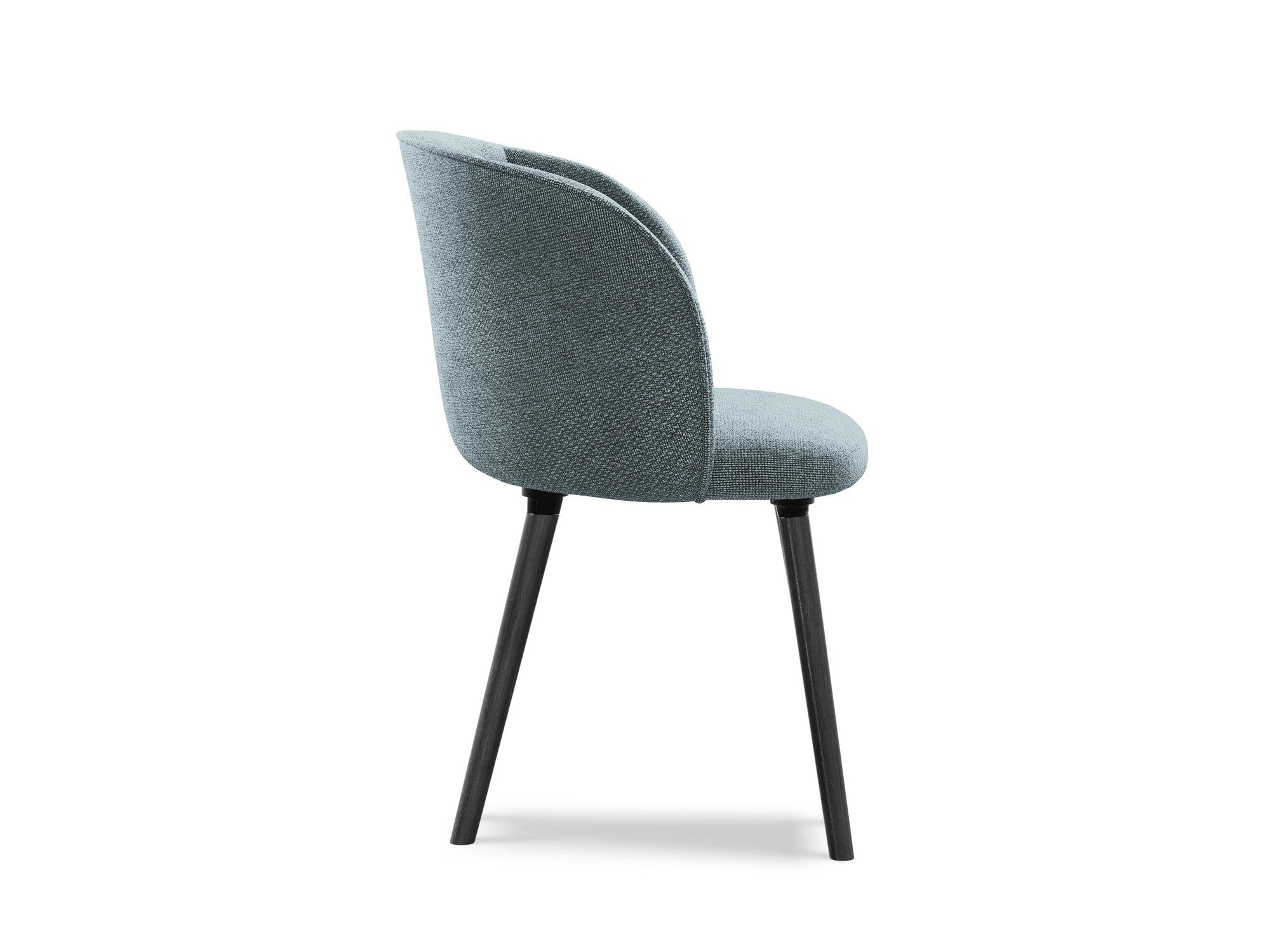 Stuhl MAIA jeansblau Boucle mit schwarzem Eichenfuß