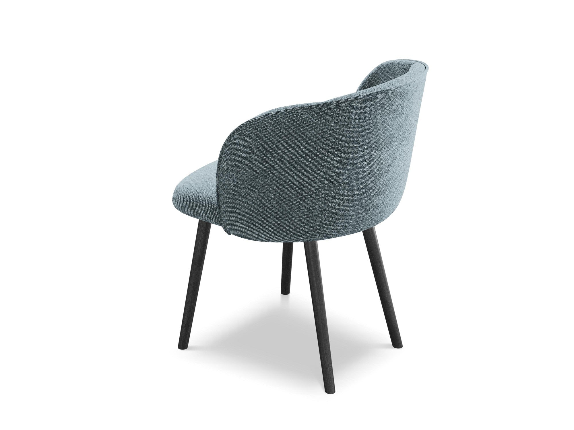 Stuhl MAIA jeansblau Boucle mit schwarzem Eichenfuß