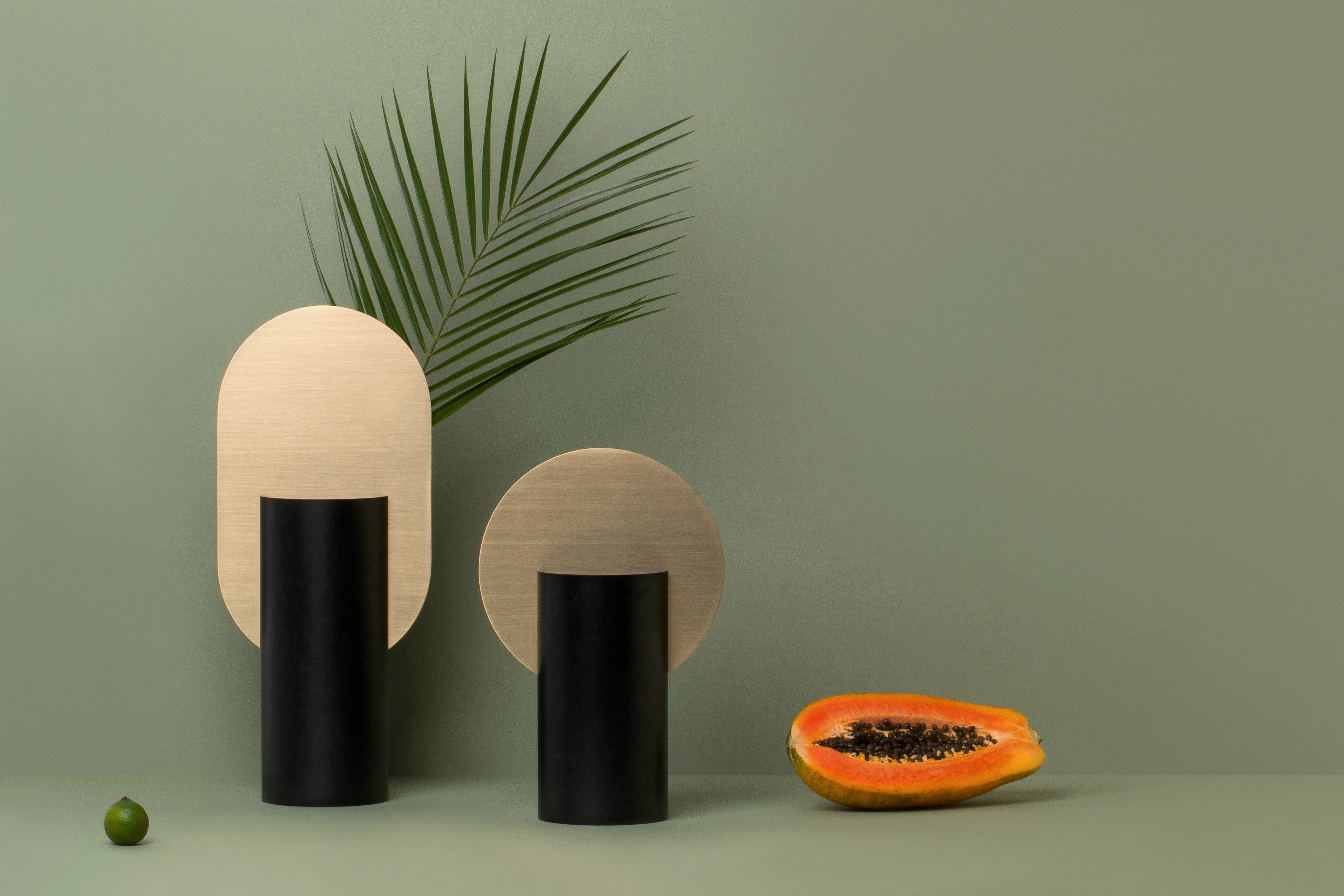 Vase GENKE schwarz mit Messing