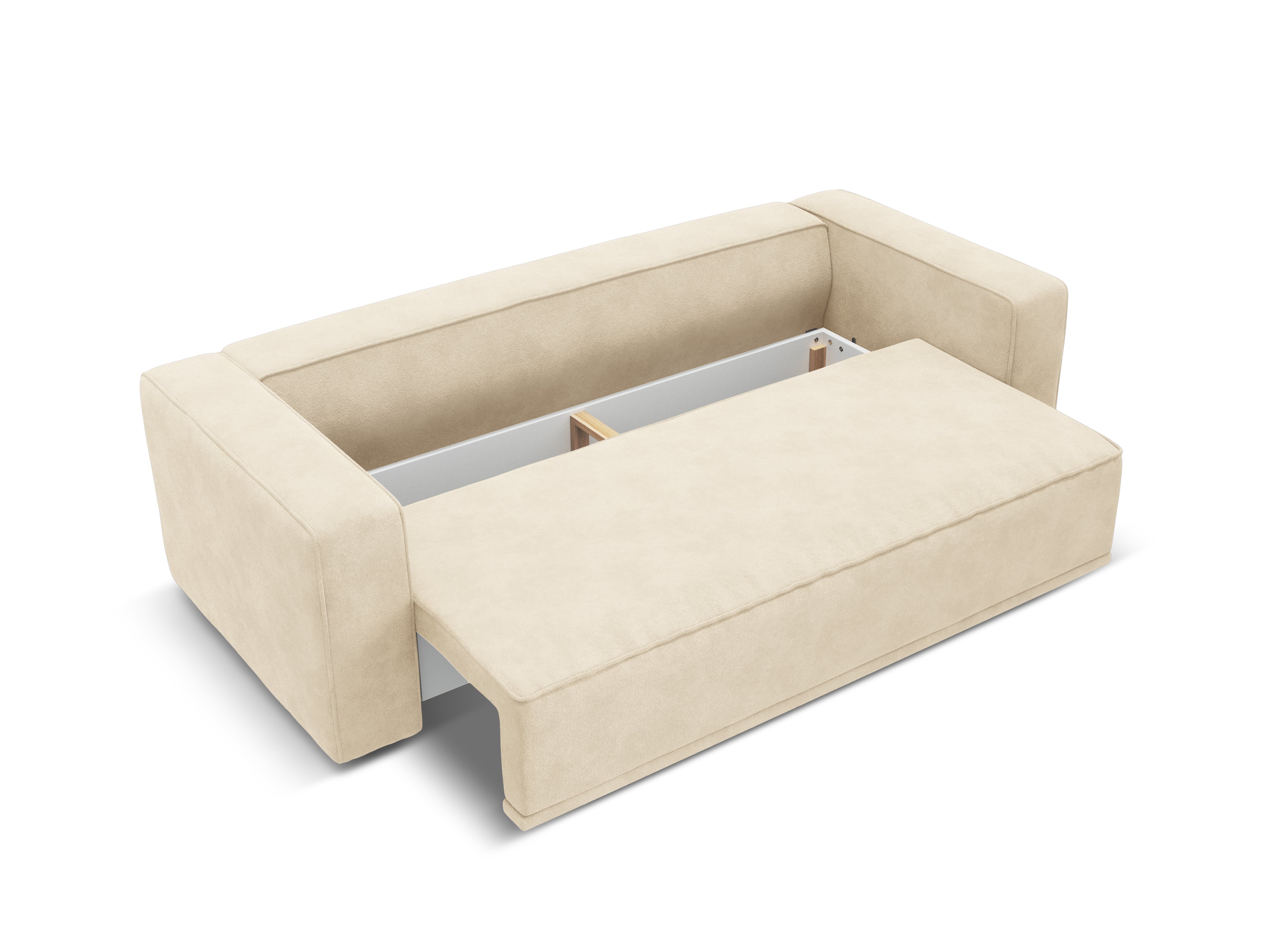 Velvet sofa with sleeping function RIBES light beige